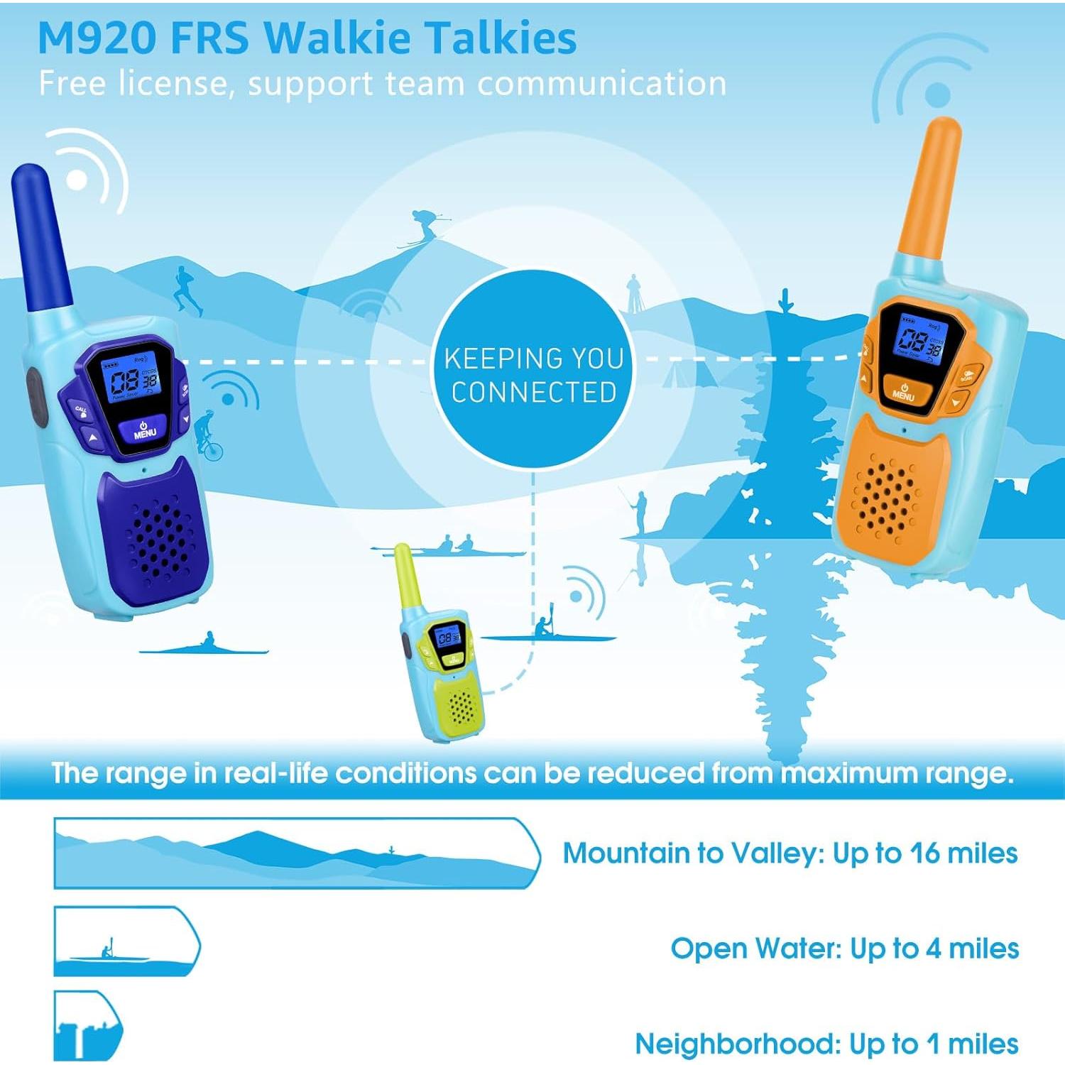 Walkie Talkies Recargables Topsung para Niños y Adultos 3 Unidades