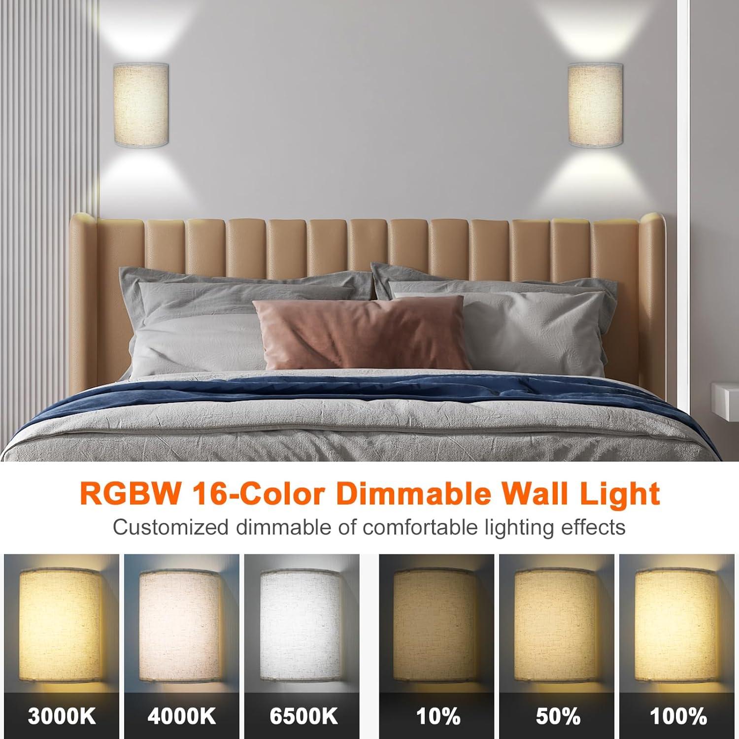 Aplique de Pared LED Recargable Shineled 25cm RGB Control Remoto