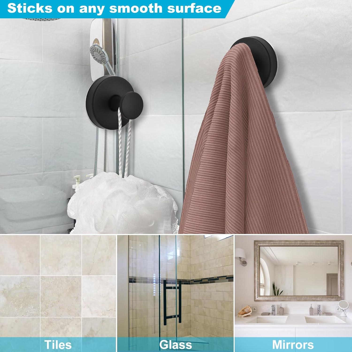 Ganchos de Ventosa AUGLEAF para Ducha y Baño, 2 Paquete, Negro