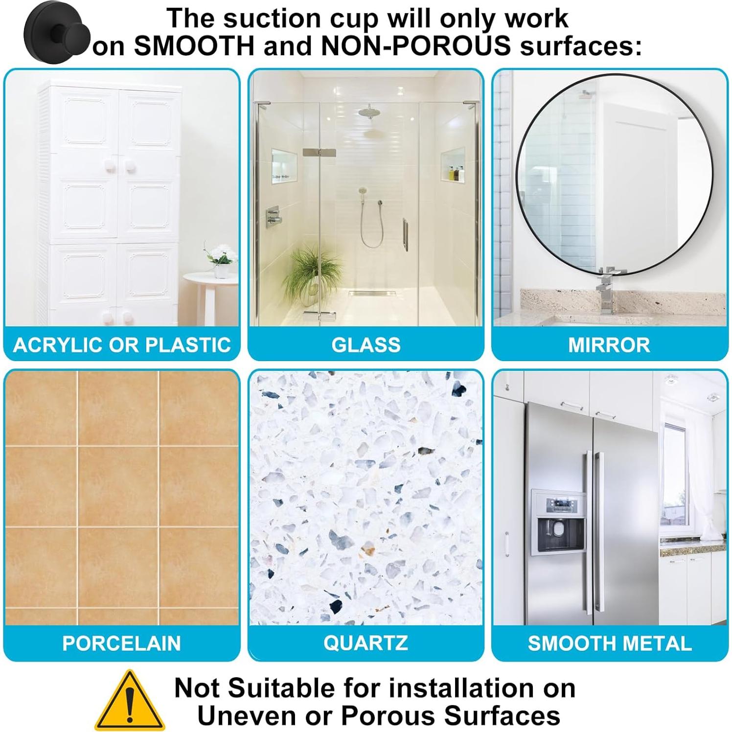 Ganchos de Ventosa AUGLEAF para Ducha y Baño, 2 Paquete, Negro