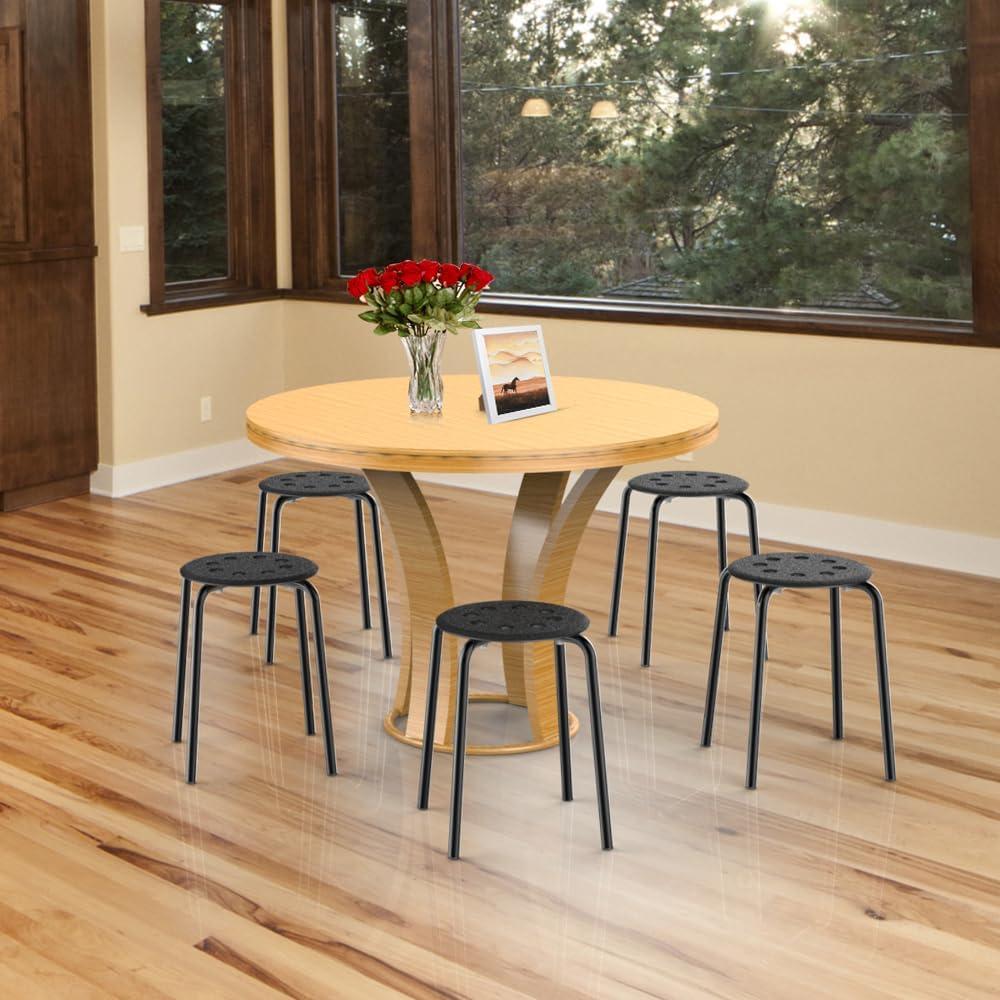 Taburetes de Plástico Apilables Yaheetech 5 Piezas Negro 44 cm