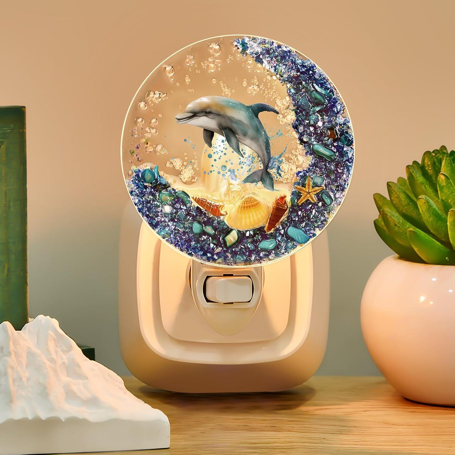 Luz Nocturna Enchufable Hortsun Delfín Decorativa 11.9cm