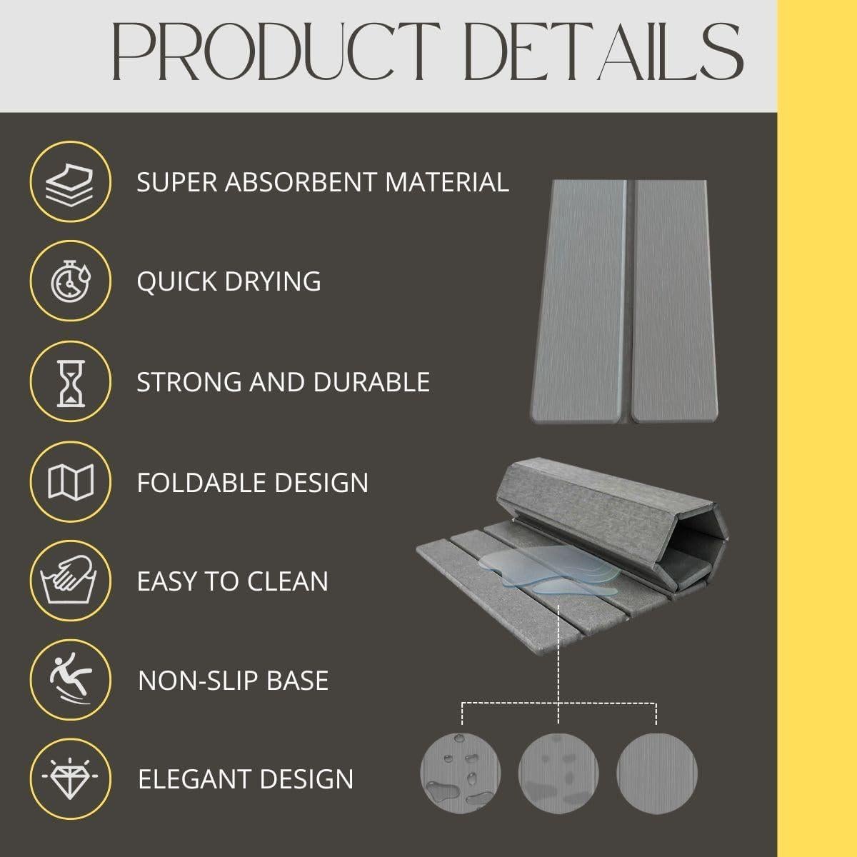 Alfombrilla de Secado de Piedra Plegable BELMAKS Gris Oscuro 59x39cm