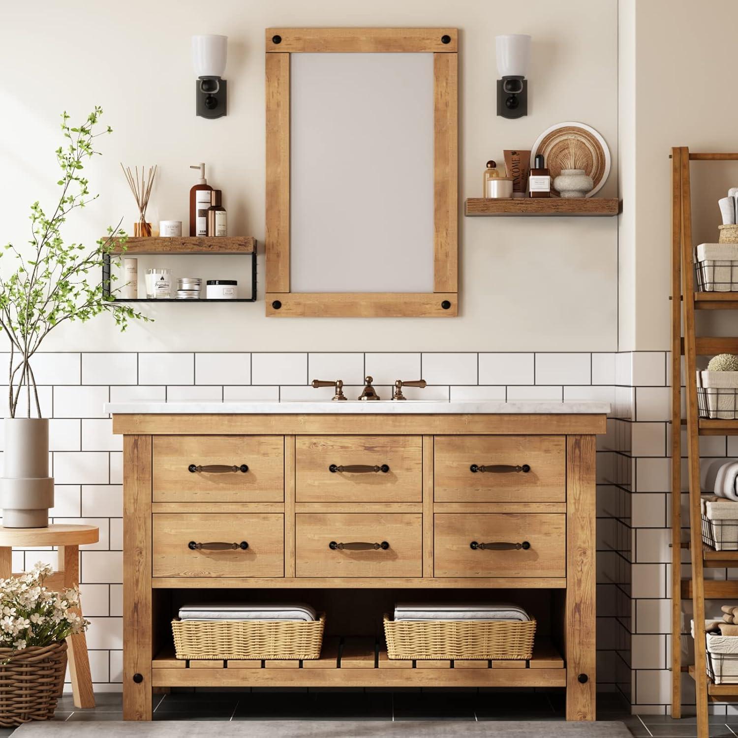 Estantes de baño QEEIG sobre inodoro, 2 piezas, marrón rústico