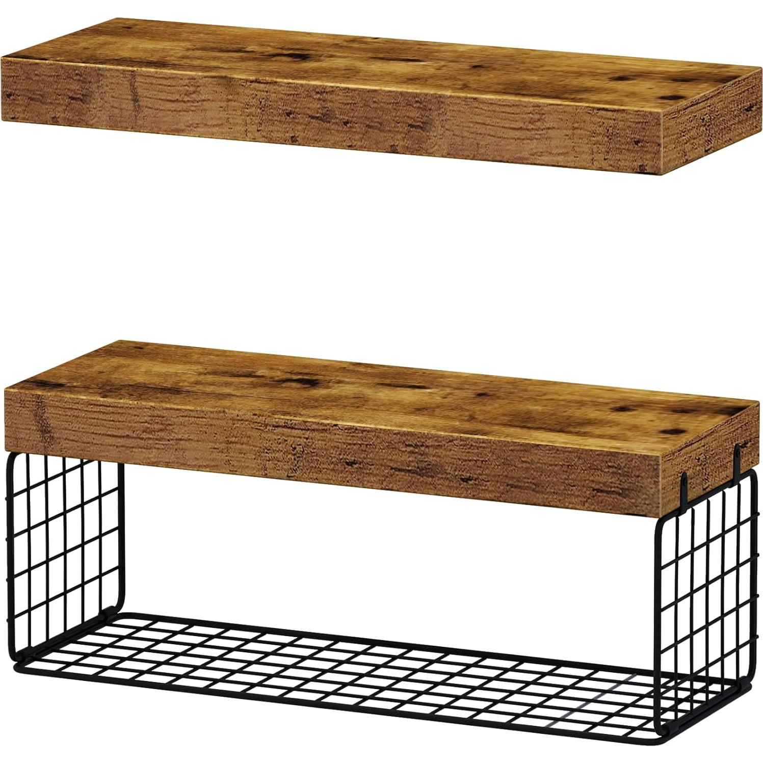 Estantes de baño QEEIG sobre inodoro, 2 piezas, marrón rústico