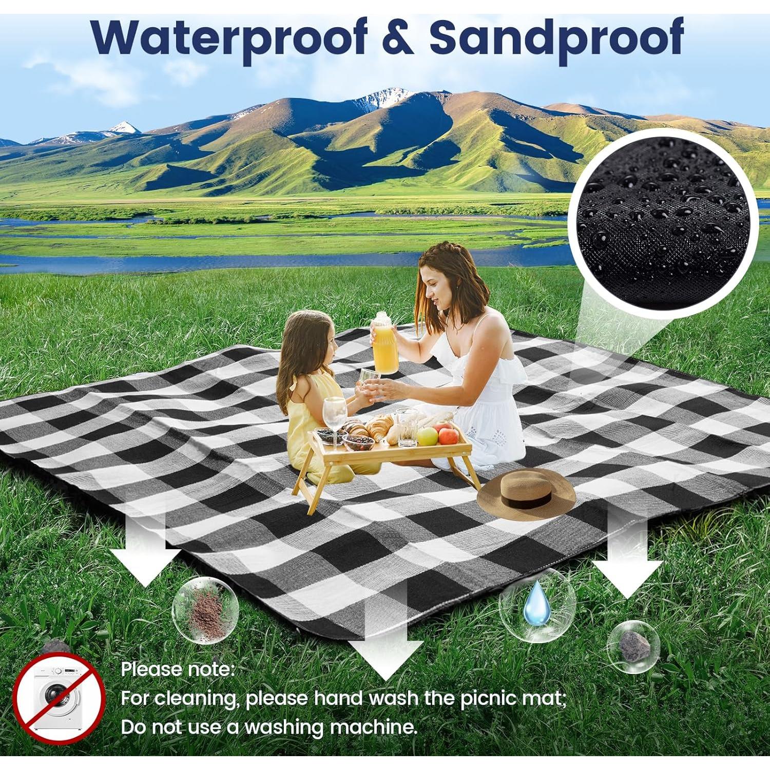 Manta de Picnic Impermeable Sapsisel 2.01m x 2.01m para 8 Personas