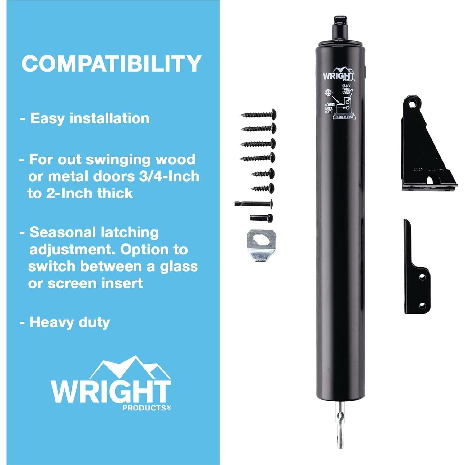Cerradura Neumática Wright Products V150BL - Alta Resistencia, Negro
