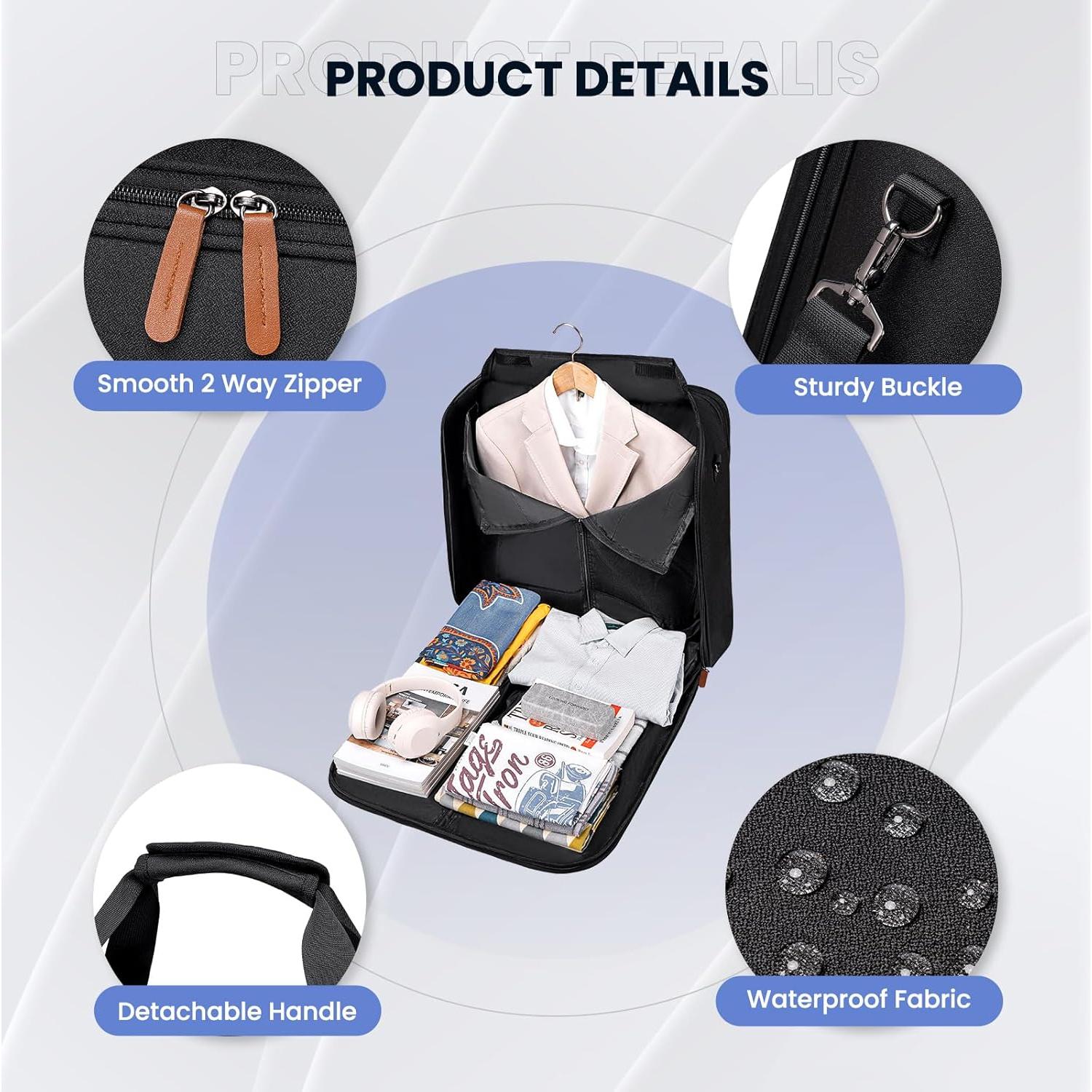 Bolsa de Ropa de Viaje Joyrally Doble Capa Negra 57x53.8cm