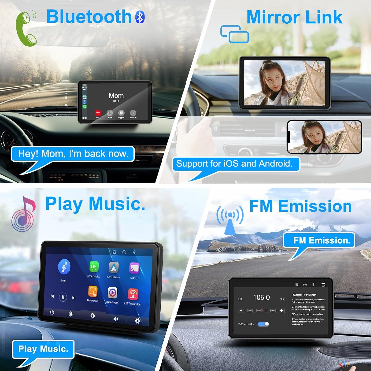 Pantalla táctil 7" ONCHEER Carplay Android Auto HD Bluetooth