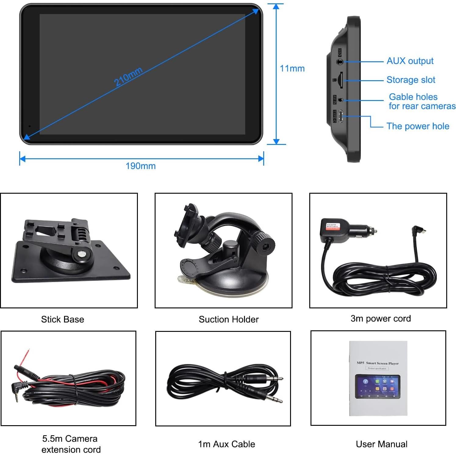 Pantalla táctil 7" ONCHEER Carplay Android Auto HD Bluetooth