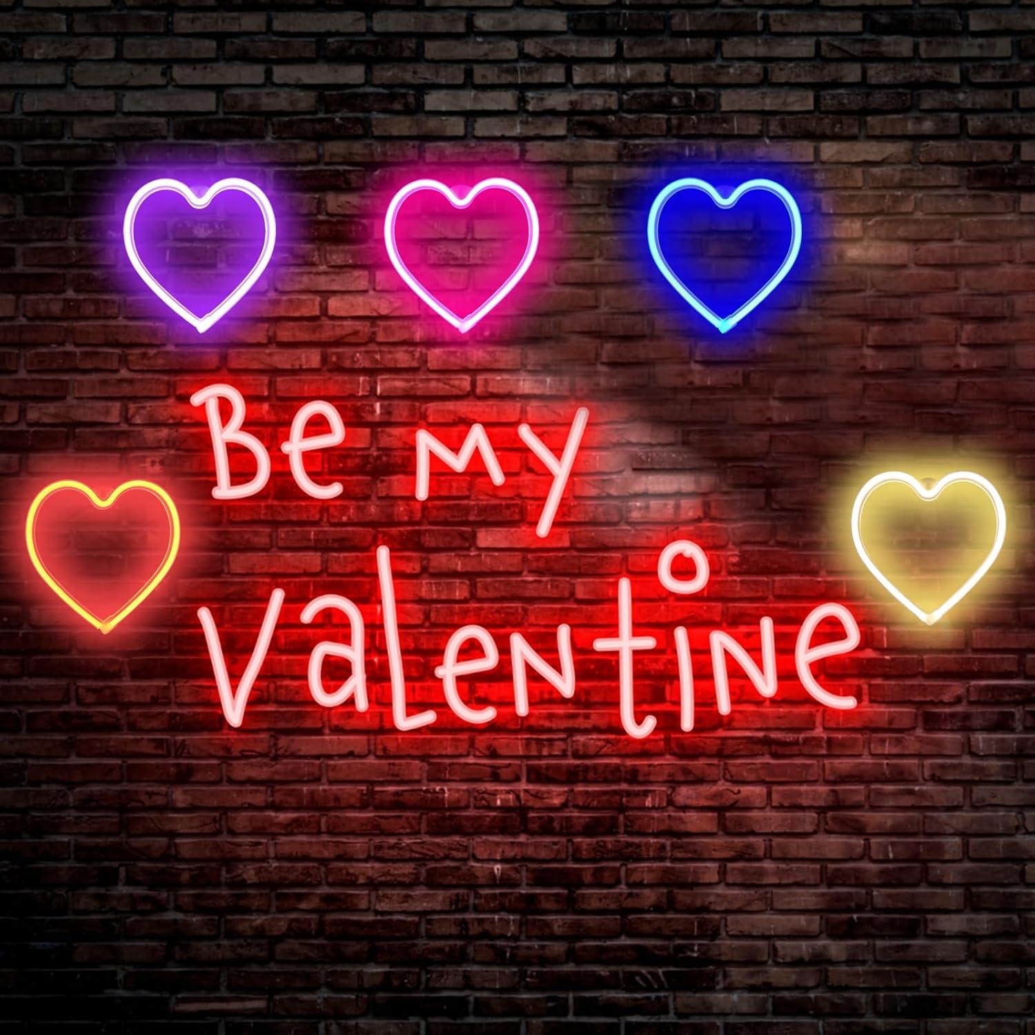 Neon Heart Light Sign Decor for Valentine's Day, USB/Batteries Powered LED Heart Sign for Bedroom, Romantic Wall Art Love Decoration for Girls Room,Wedding,Anniversary, Birthday Party Favor (Pink)