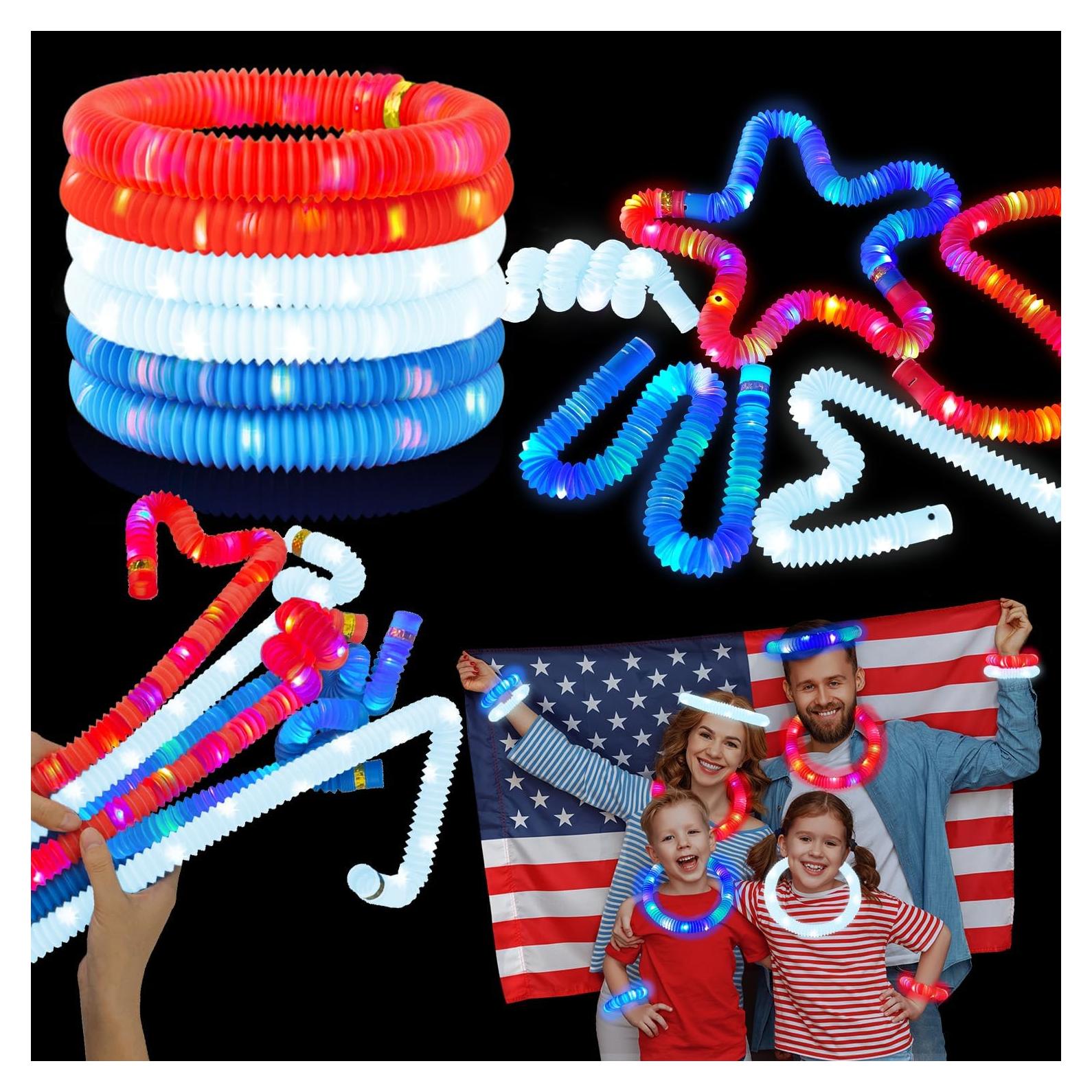 Varitas Luminosas 4 de Julio Kannove 6 PCS Rojo Blanco Azul