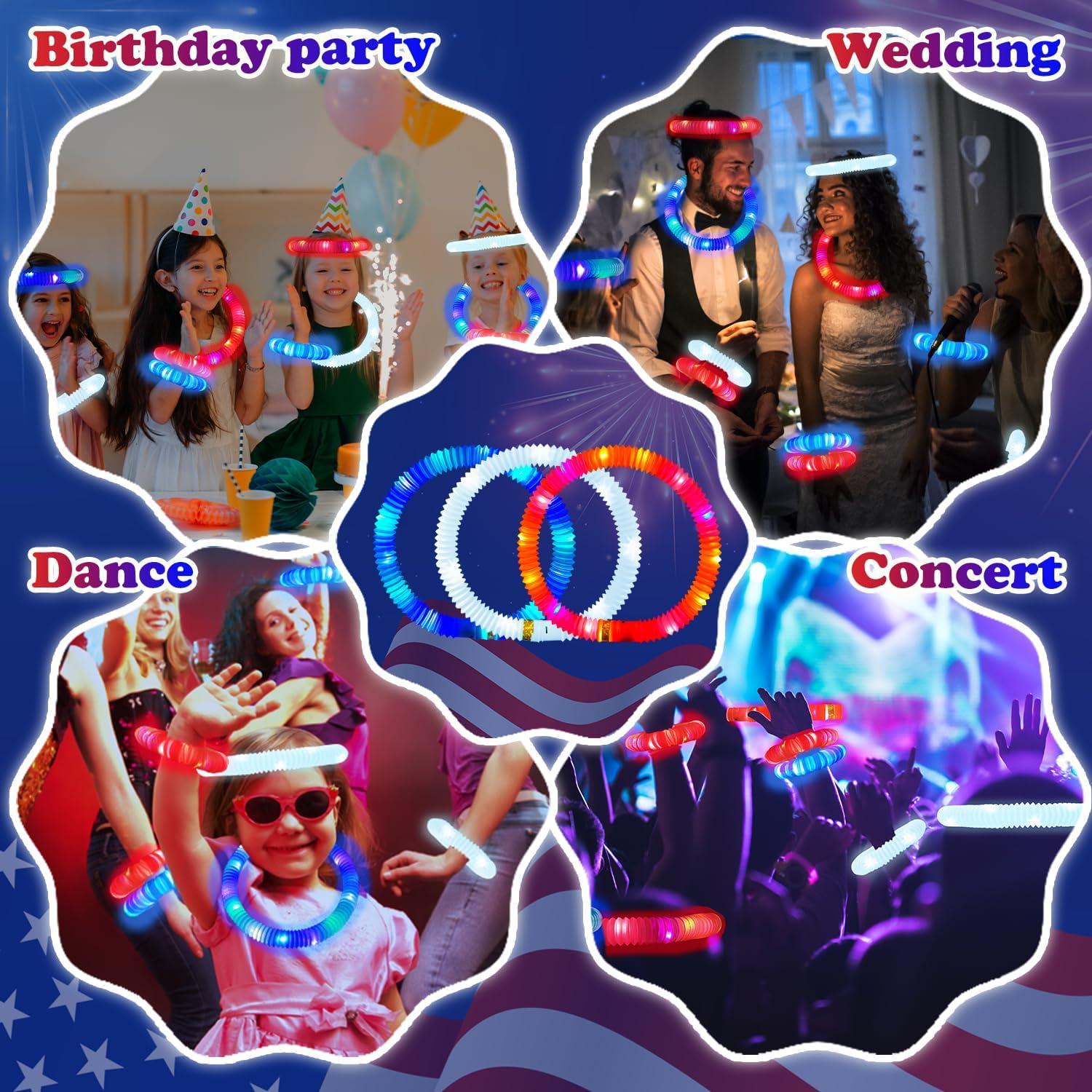 Varitas Luminosas 4 de Julio Kannove 6 PCS Rojo Blanco Azul