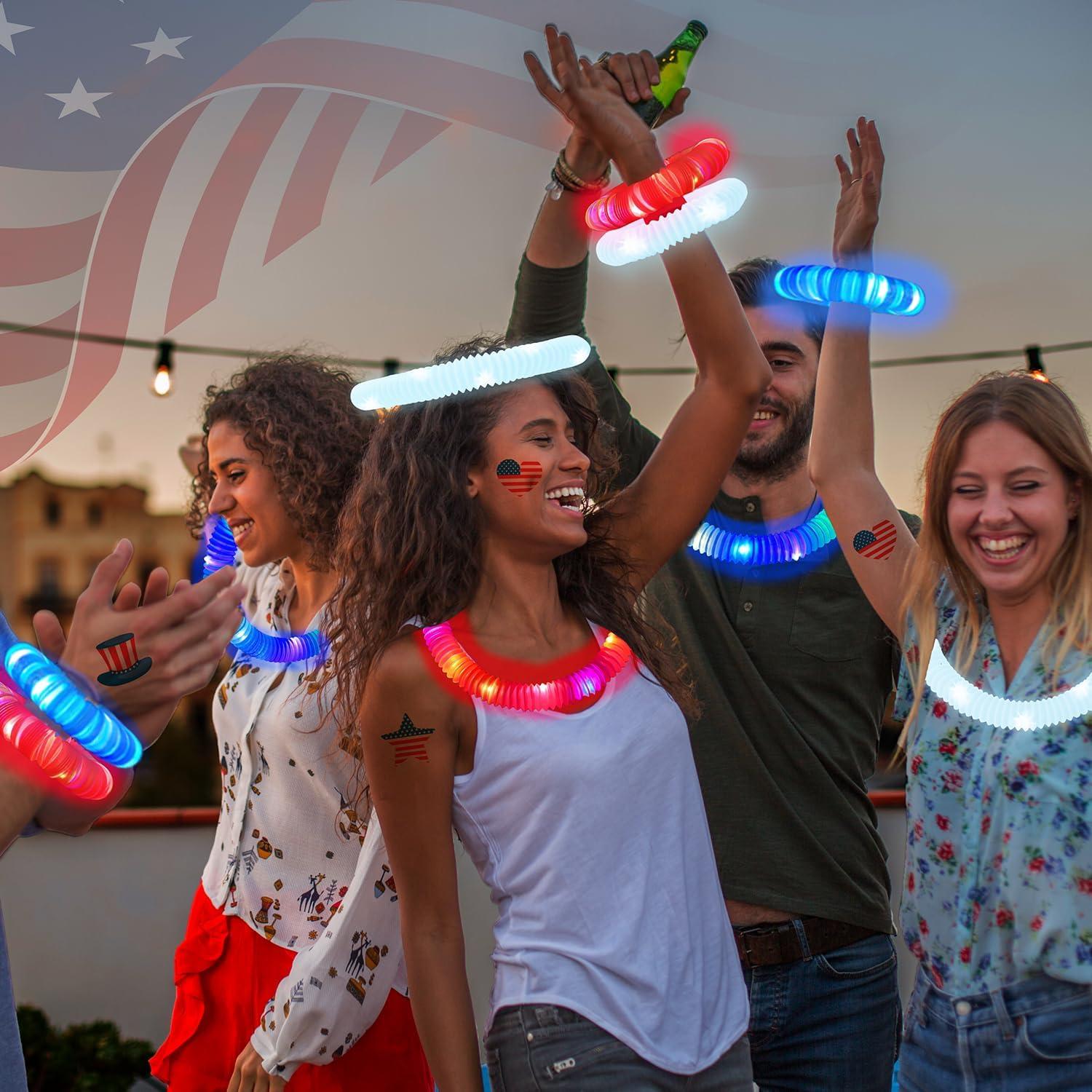 Varitas Luminosas 4 de Julio Kannove 6 PCS Rojo Blanco Azul