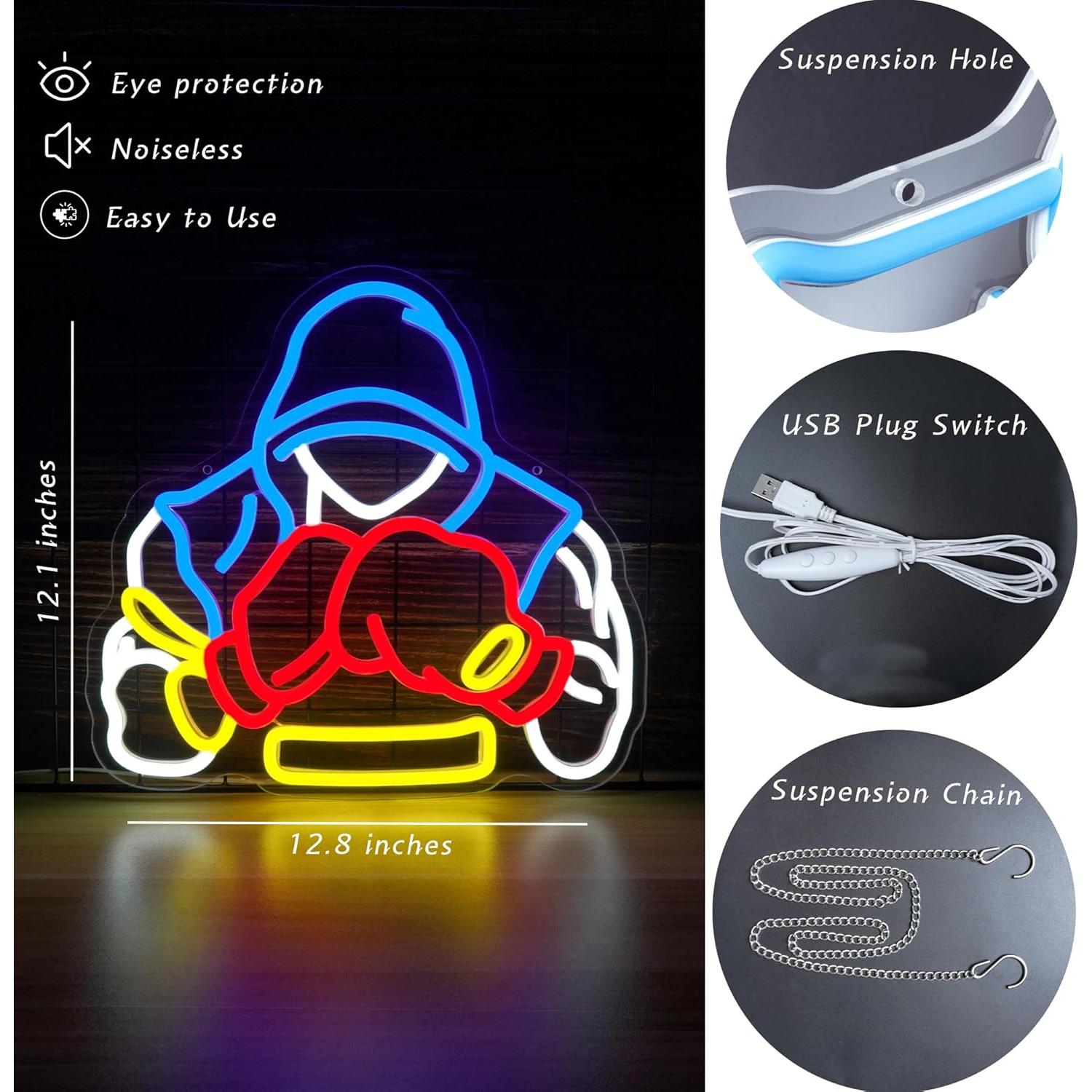 Cartel de Neón LED Boxeo YHOPESPZ 32.5x30.7cm Decoración