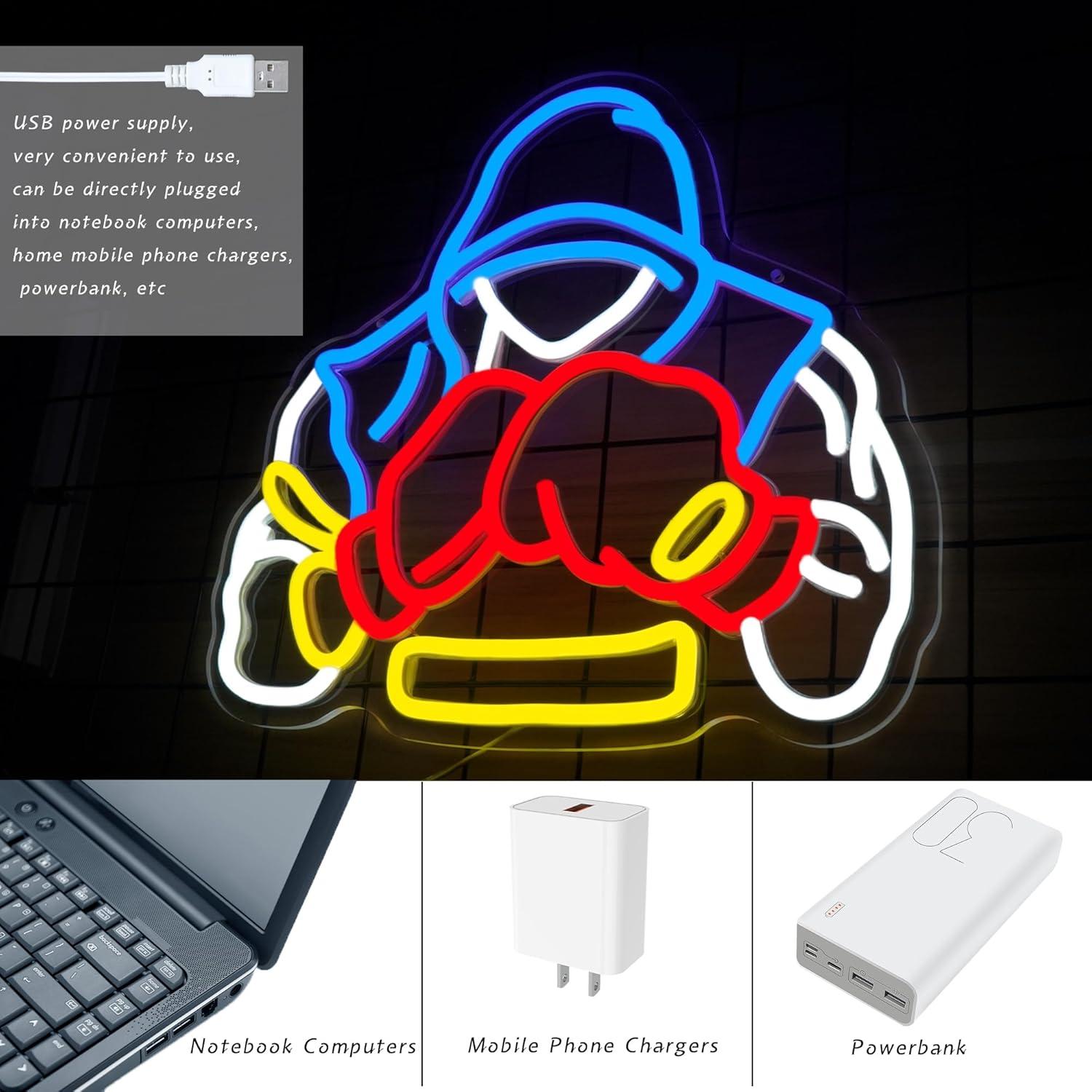 Cartel de Neón LED Boxeo YHOPESPZ 32.5x30.7cm Decoración