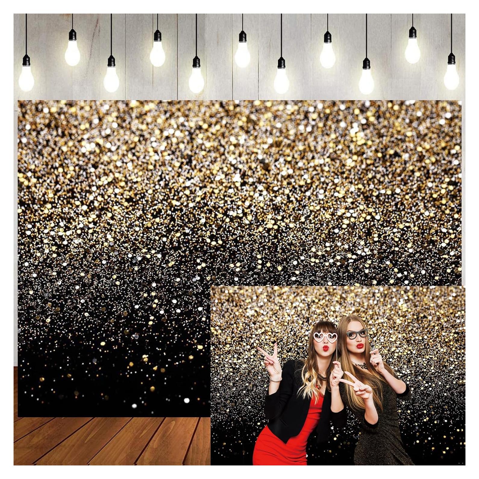 Fondo para Fotos LTLYH 2.13x1.52m Negro y Dorado Brillante