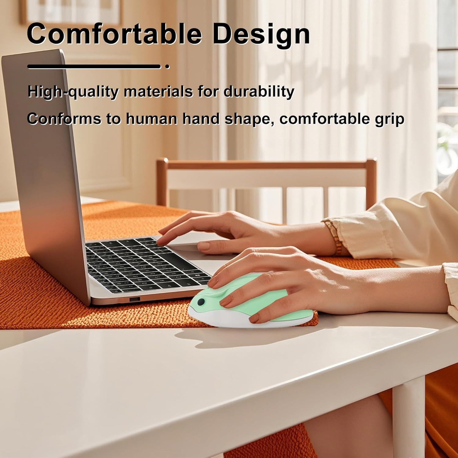 Ratón Inalámbrico CHUYI en Forma de Hámster Verde 1200DPI