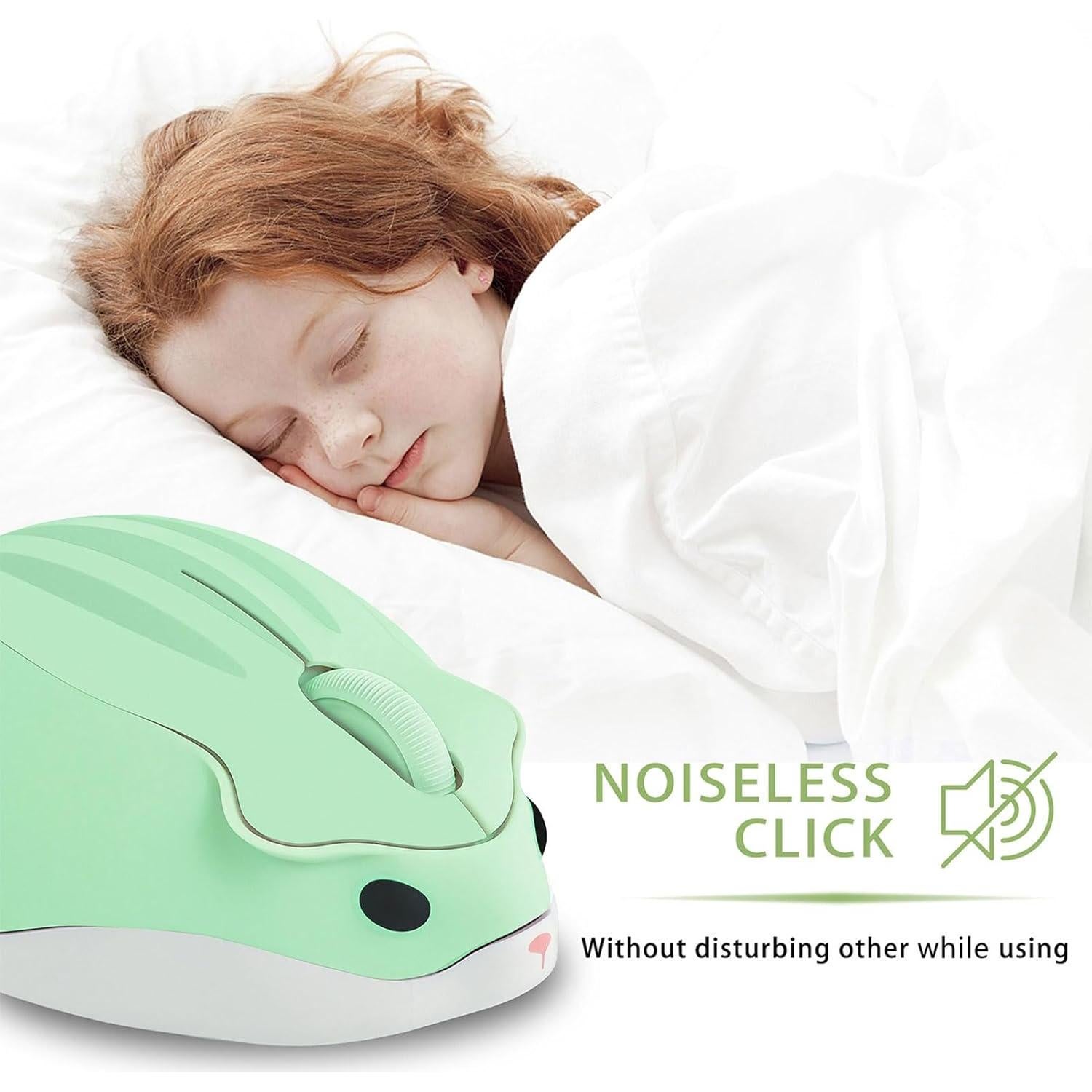 Ratón Inalámbrico CHUYI en Forma de Hámster Verde 1200DPI