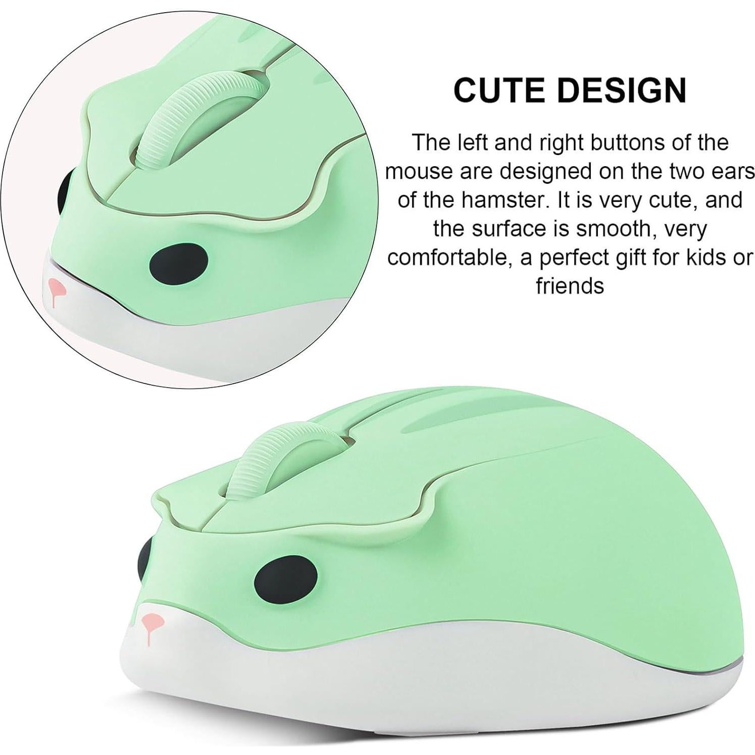 Ratón Inalámbrico CHUYI en Forma de Hámster Verde 1200DPI