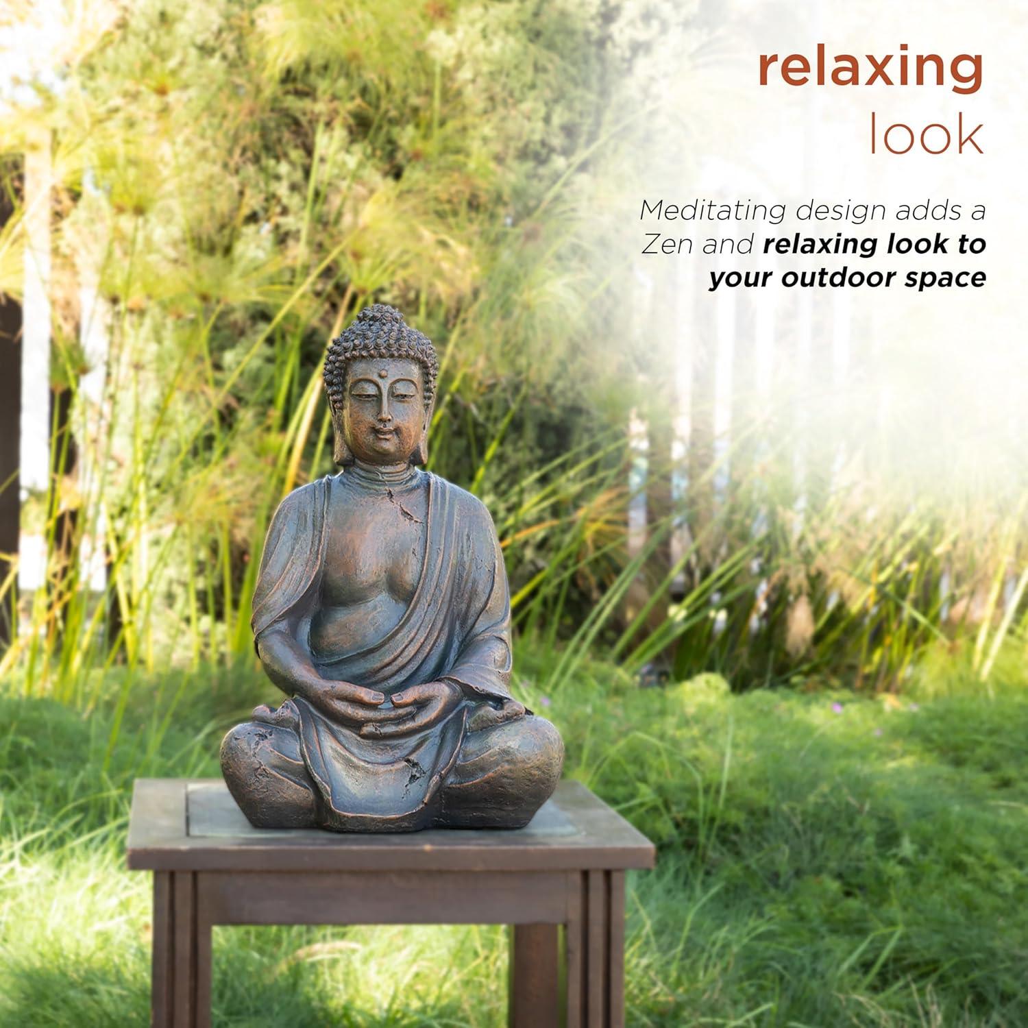Estatua de Buda Meditador Alpine 38 cm para Interior y Exterior