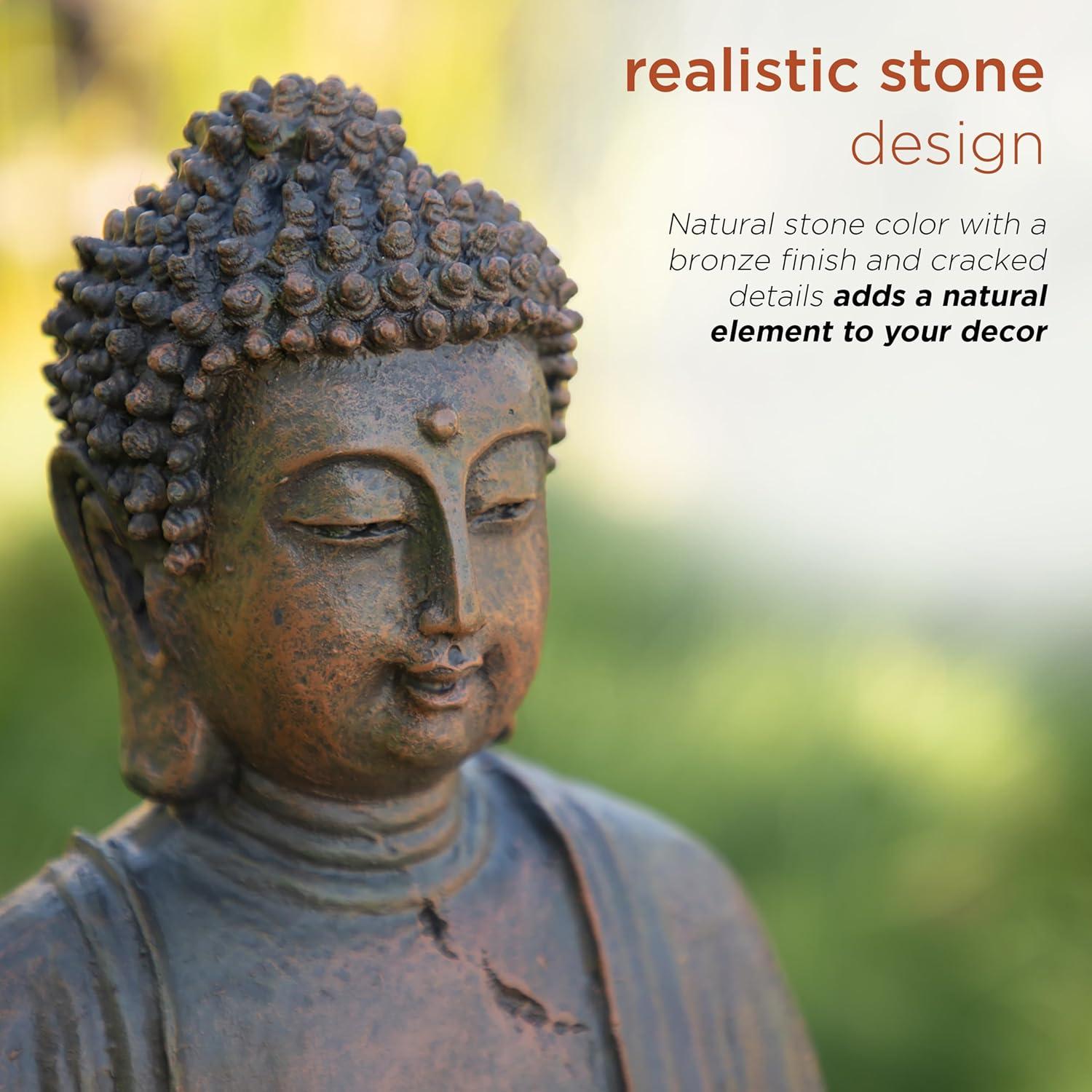 Estatua de Buda Meditador Alpine 38 cm para Interior y Exterior