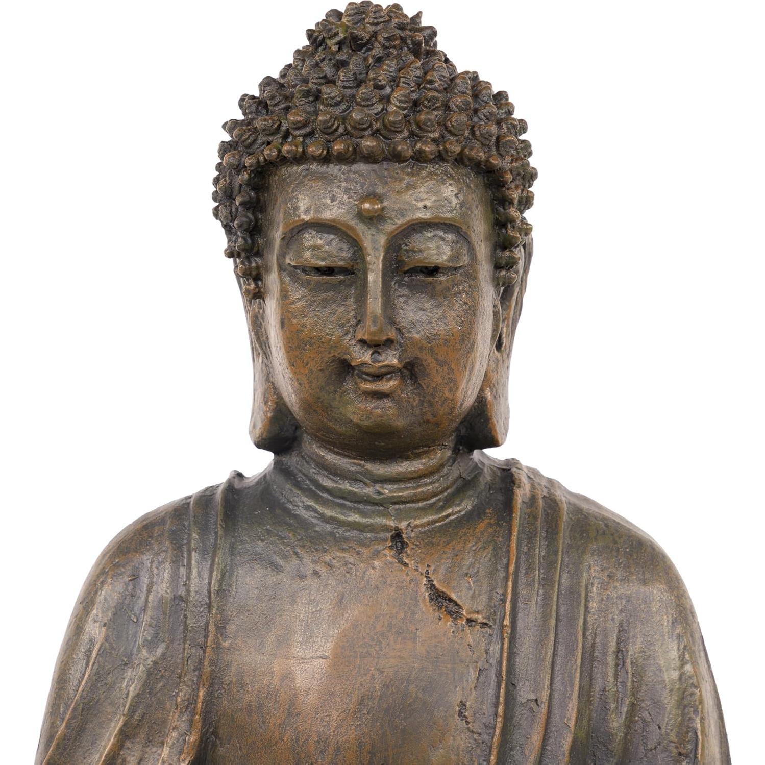 Estatua de Buda Meditador Alpine 38 cm para Interior y Exterior