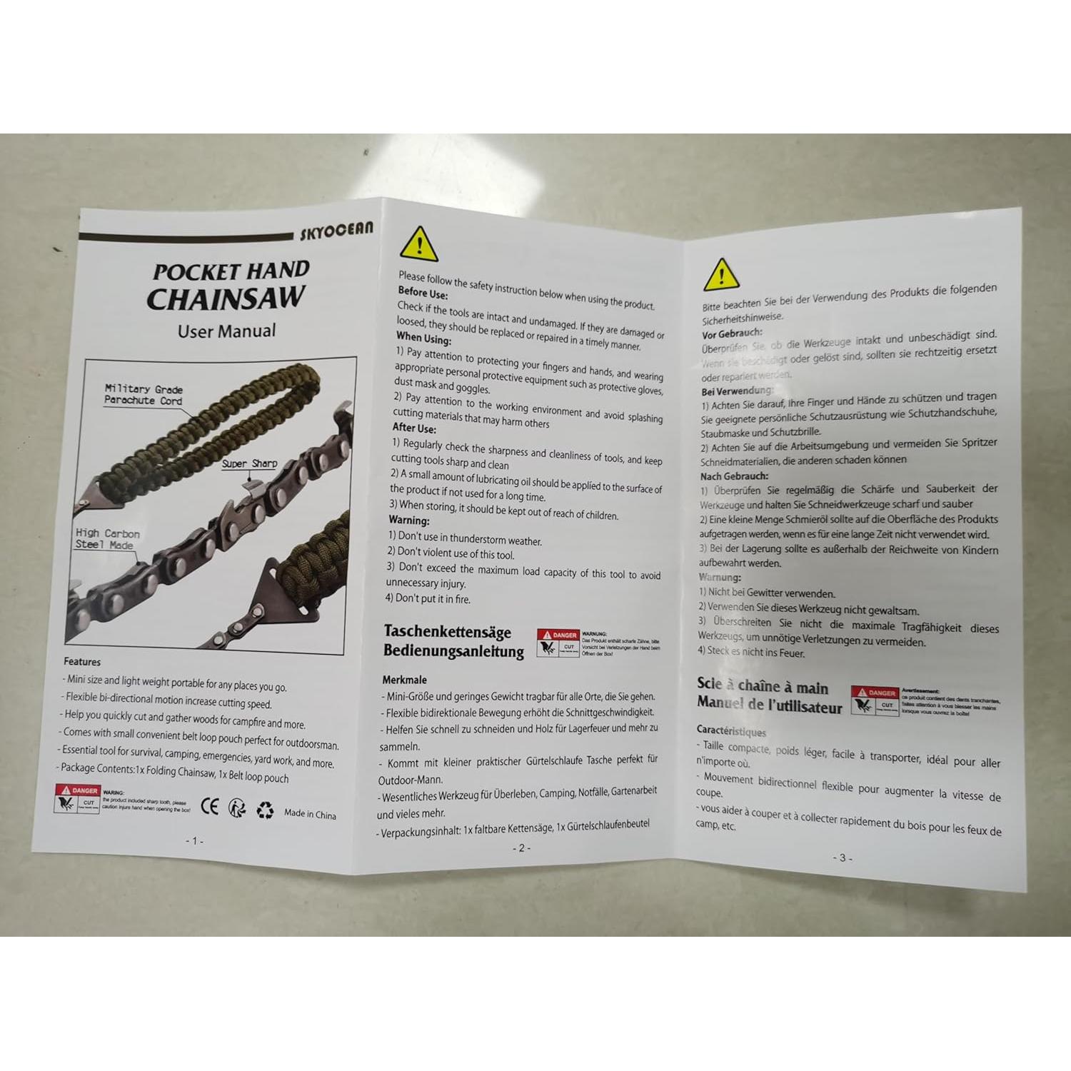 Sierra de bolsillo Skyocean 61 cm con mango de paracord