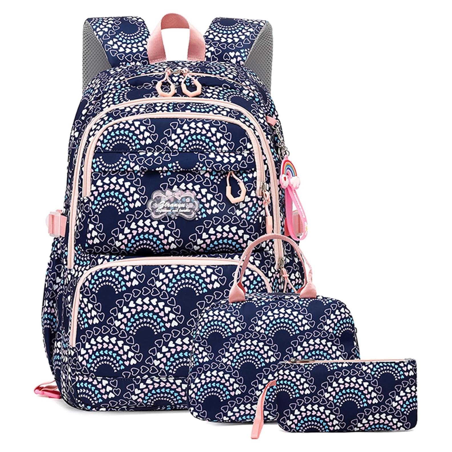 Mochila Escolar para Niñas Mfikaryi con Caja de Almuerzo 3 Piezas