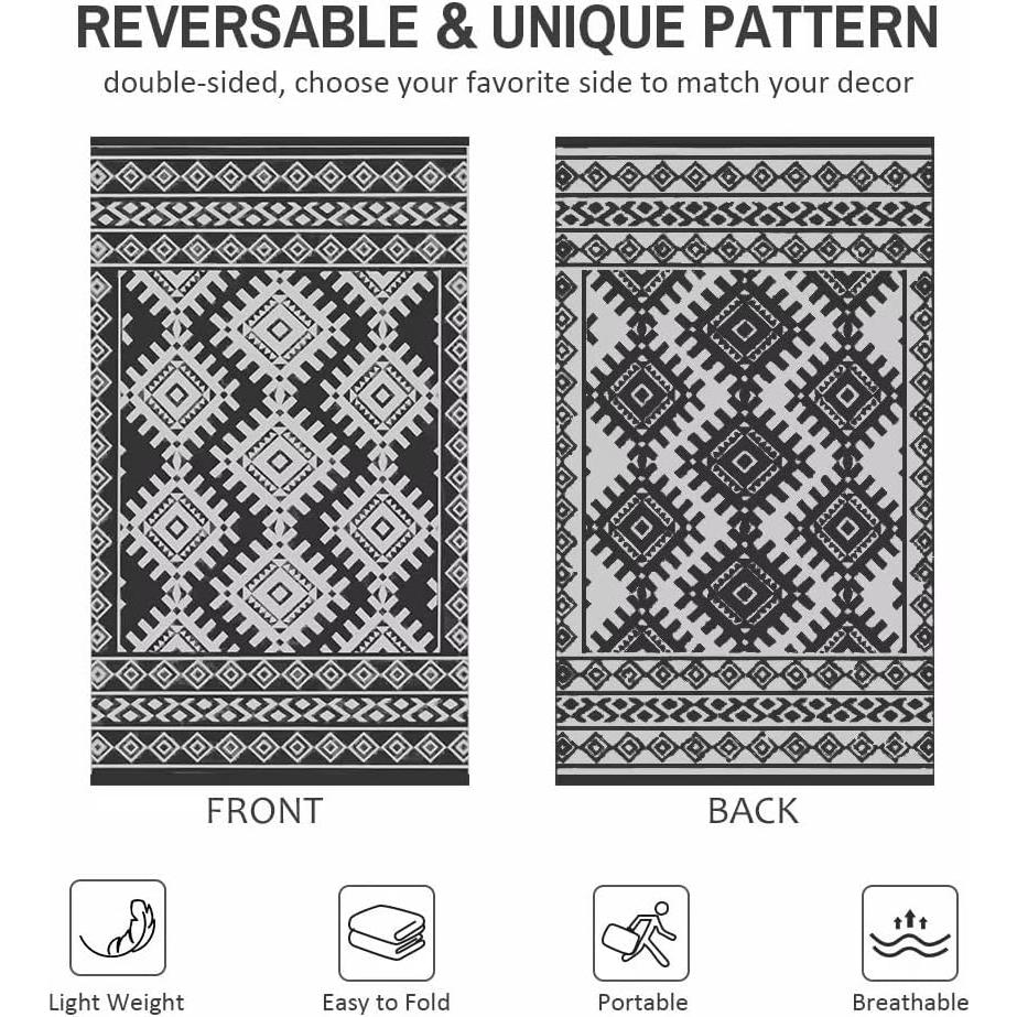 Alfombra Exterior Pendolr 5x8 Gris Impermeable Reversible