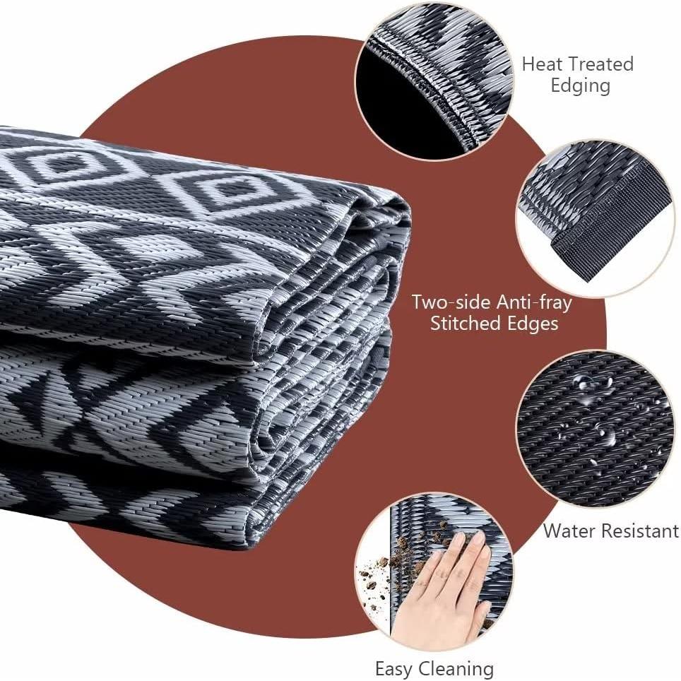 Alfombra Exterior Pendolr 5x8 Gris Impermeable Reversible