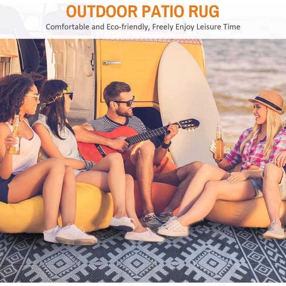 Alfombra Exterior Pendolr 5x8 Gris Impermeable Reversible