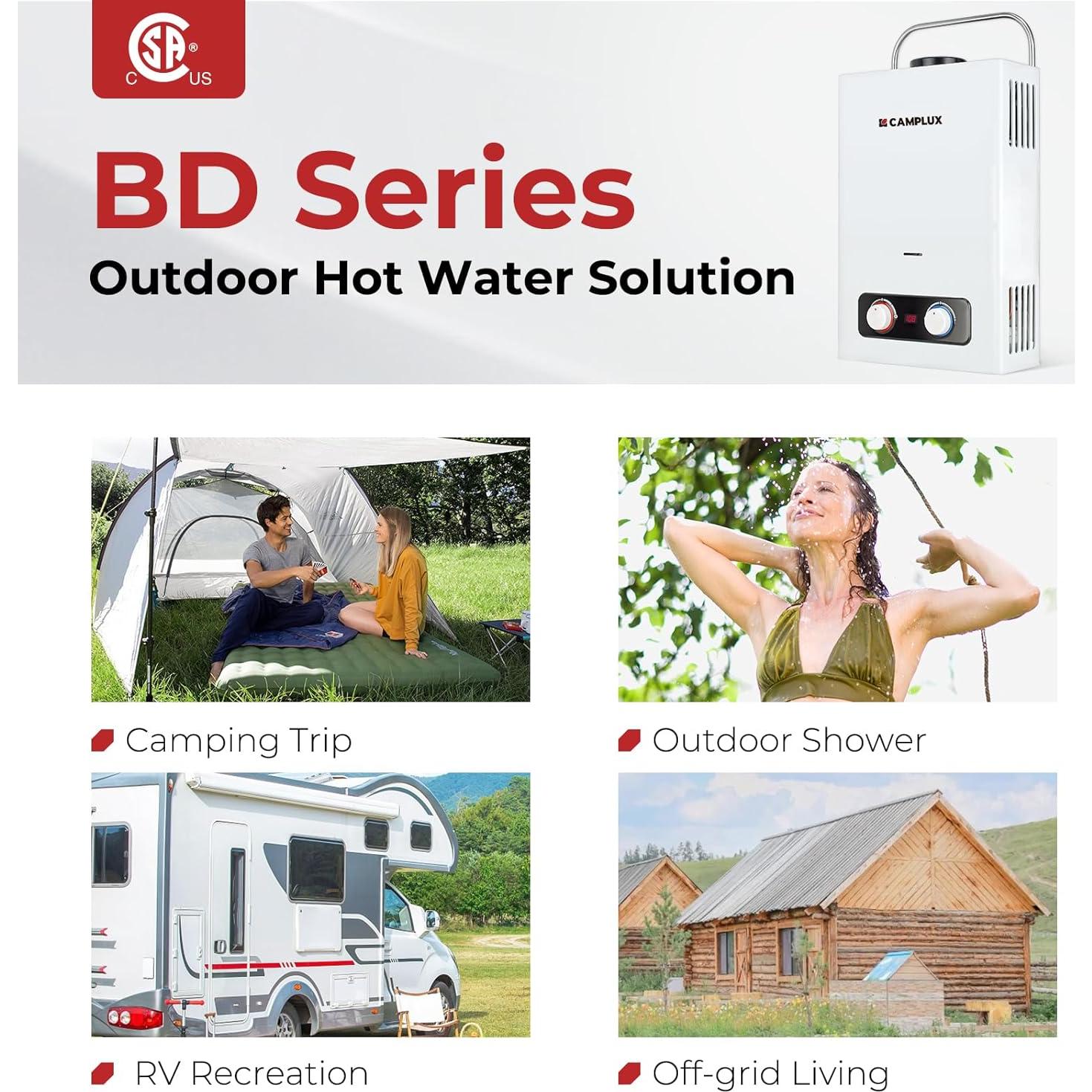 Calentador de Agua Sin Tanque Camplux BD158N 6L Portátil