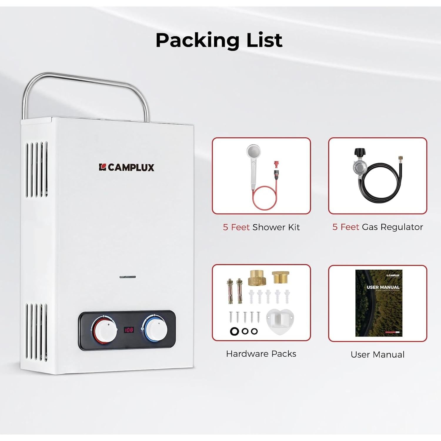 Calentador de Agua Sin Tanque Camplux BD158N 6L Portátil