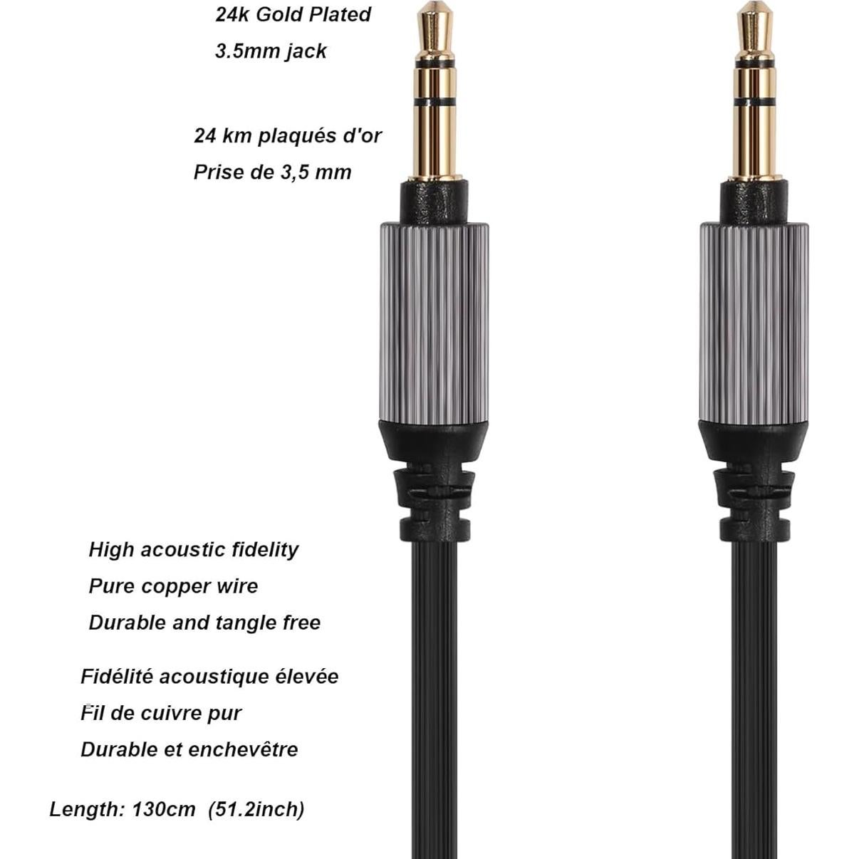 Cable de Reemplazo 1.3m para Auriculares Sony y Audio-Technica