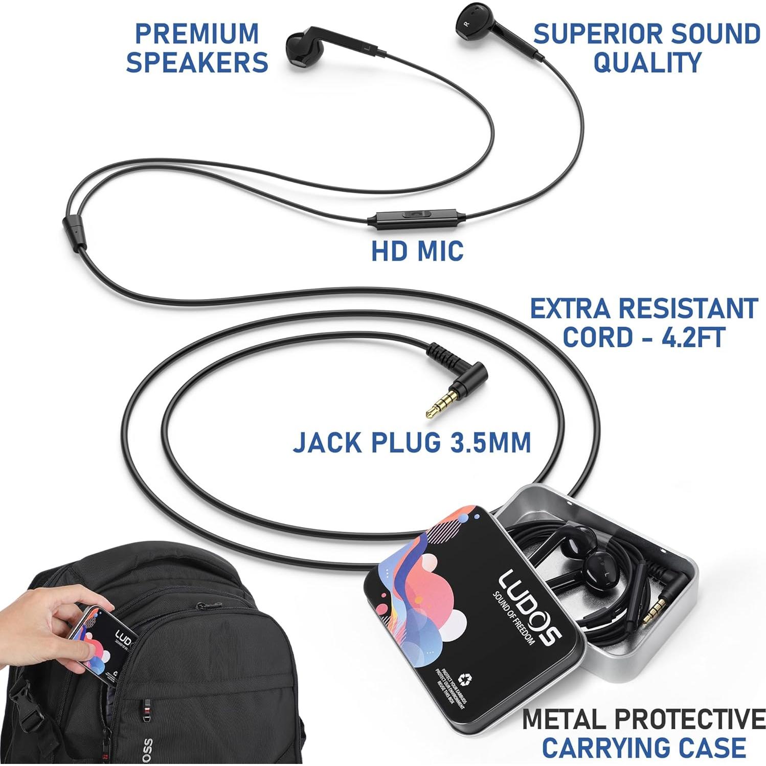 Auriculares con Cable LUDOS FEROX 3.5mm Aislamiento de Ruido