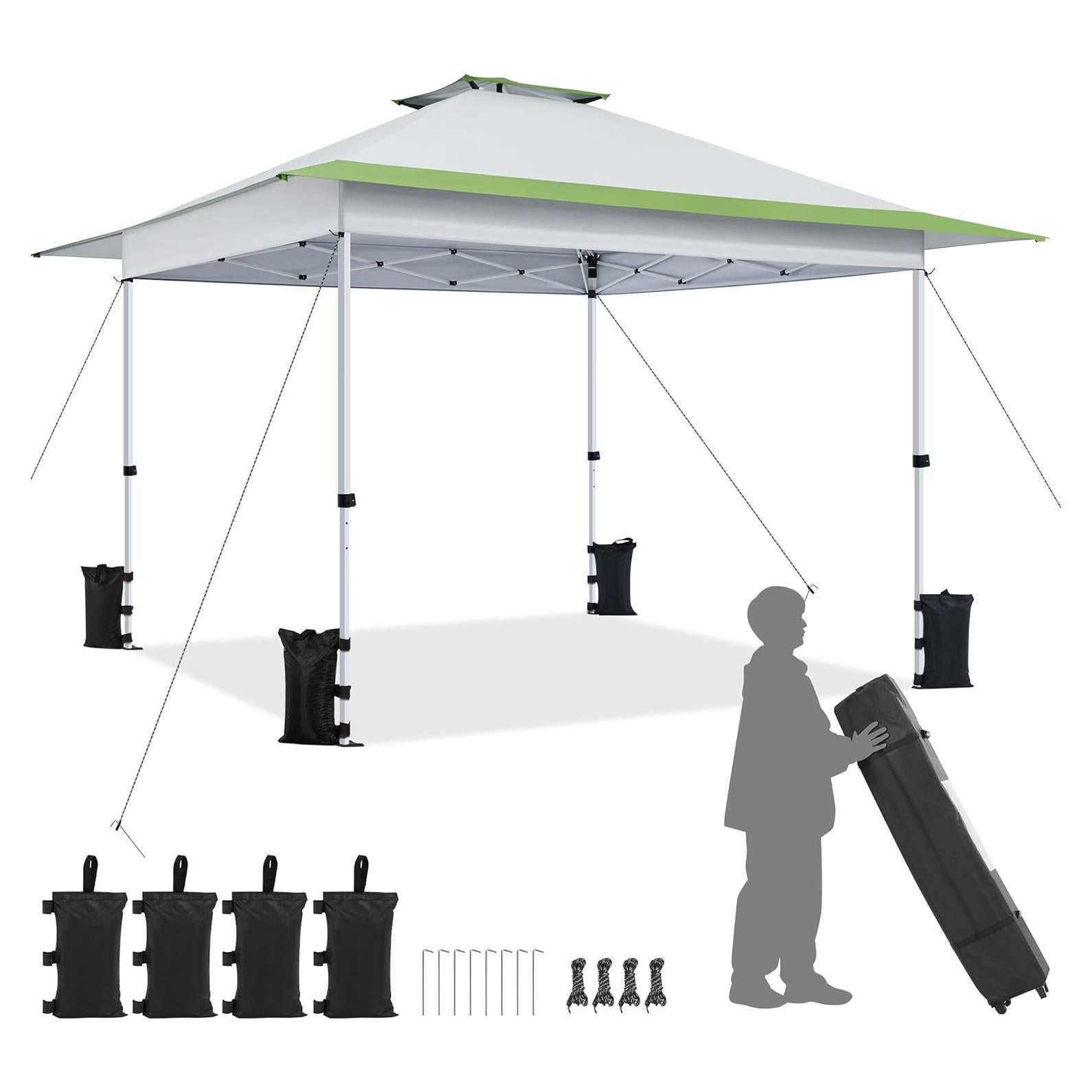 Carpa Plegable Yaheetech 15.7 m² Gris Claro/Verde Ajustable