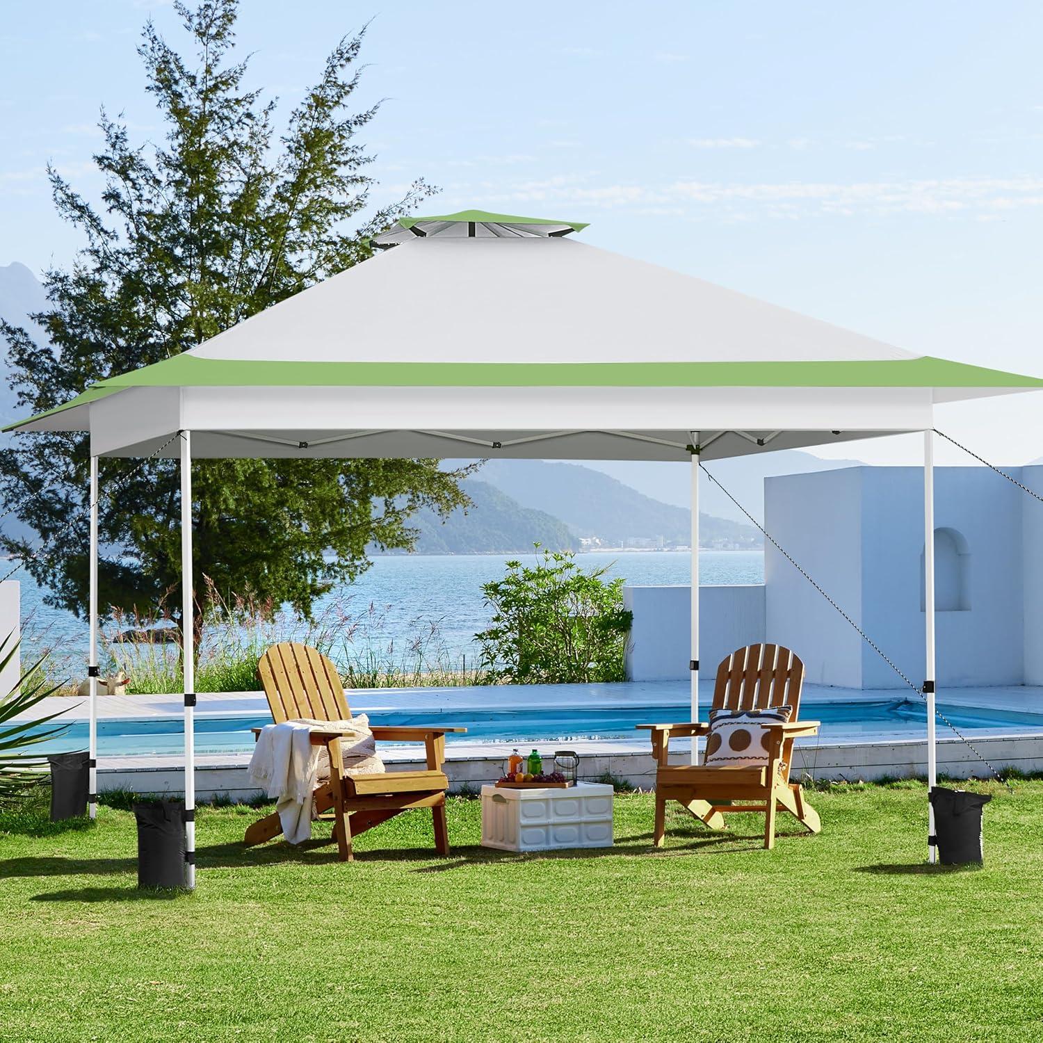 Carpa Plegable Yaheetech 15.7 m² Gris Claro/Verde Ajustable