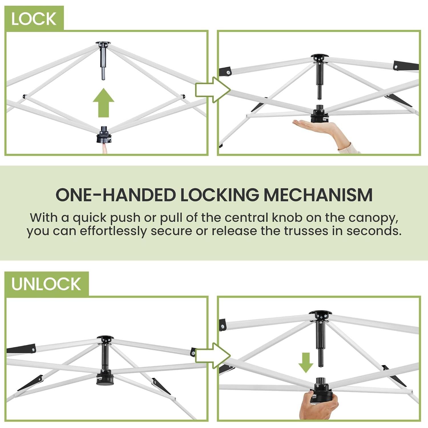Carpa Plegable Yaheetech 15.7 m² Gris Claro/Verde Ajustable