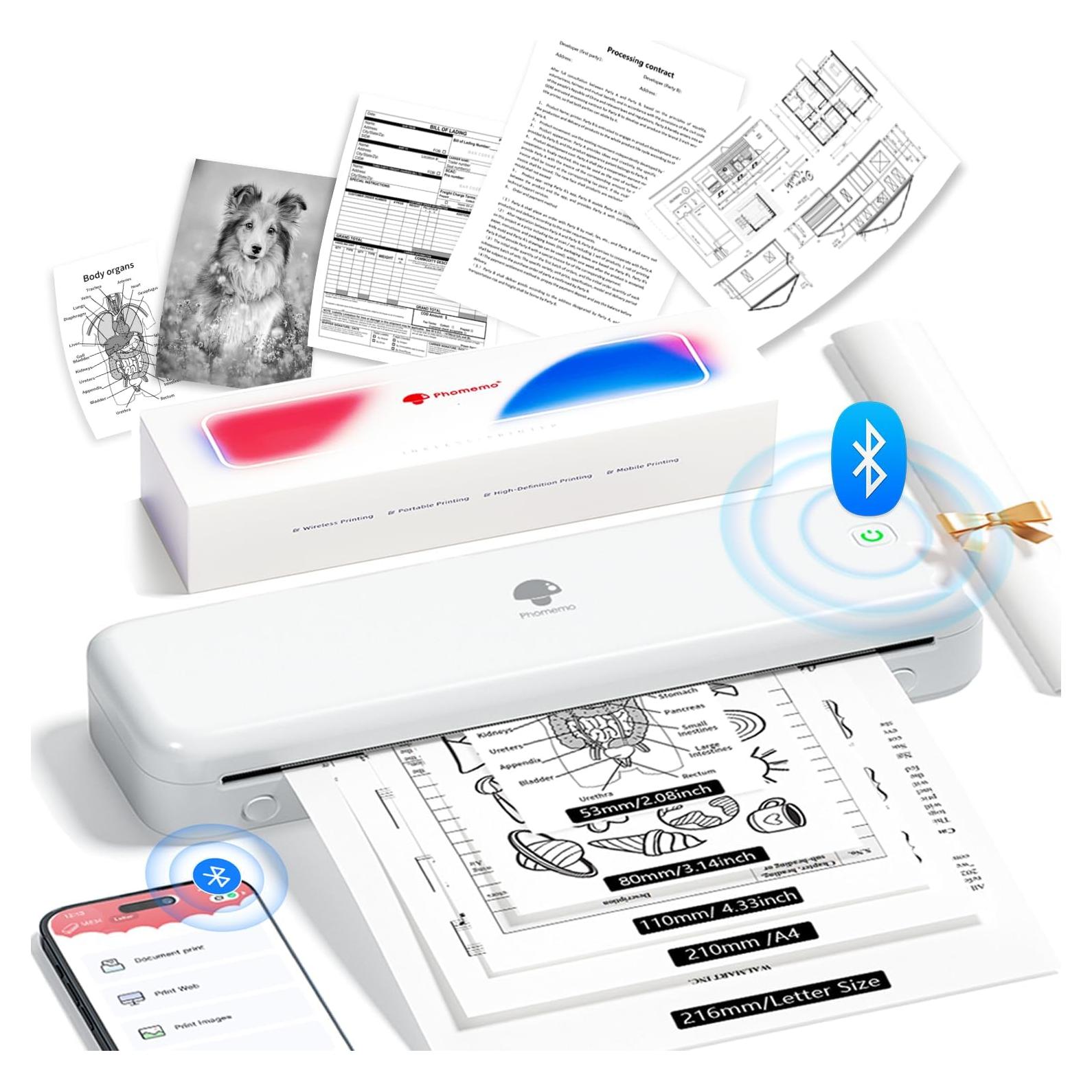 Impresora Portátil Phomemo M834 Bluetooth 300 DPI A4 Blanca