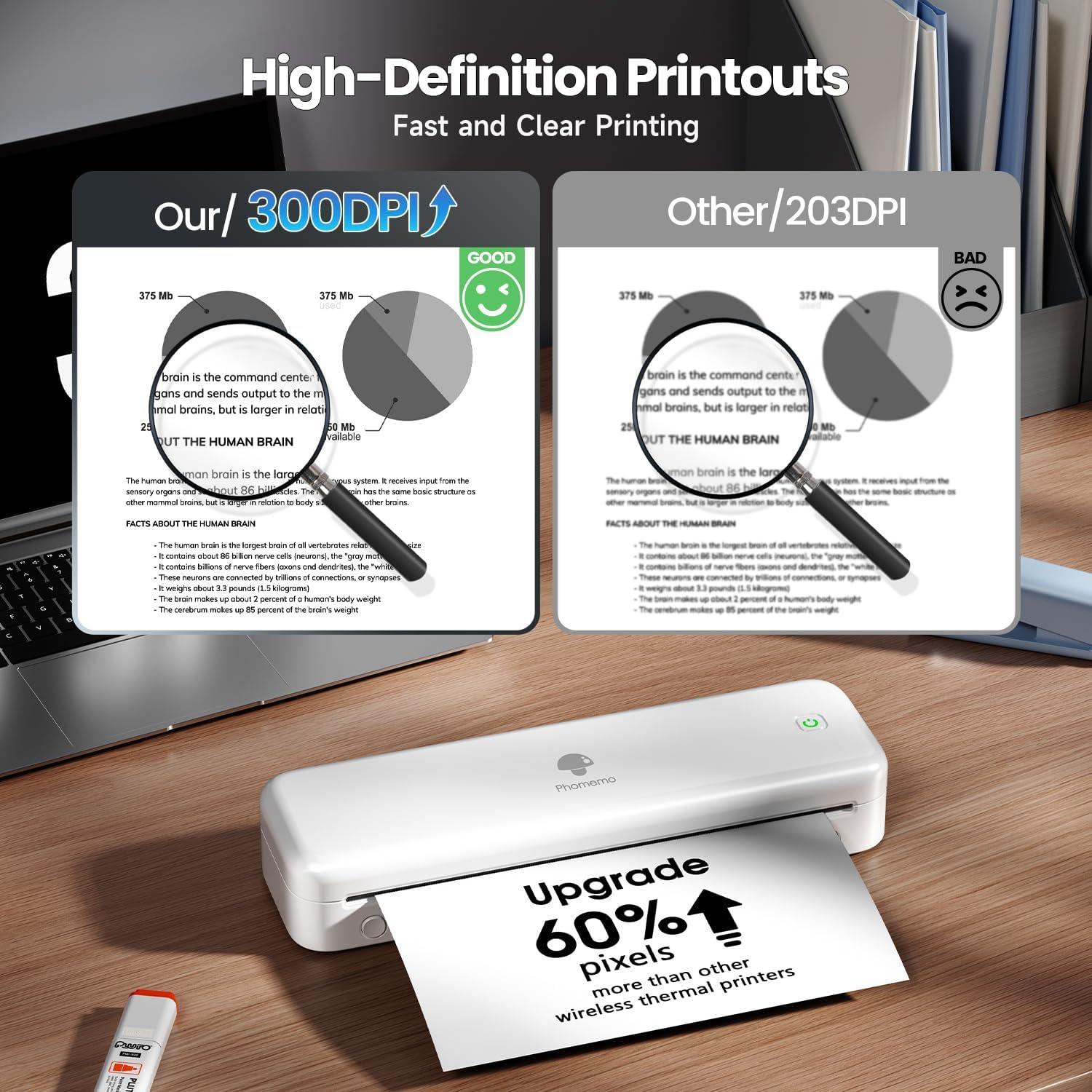 Impresora Térmica Portátil Phomemo M834 Bluetooth A4 Blanca