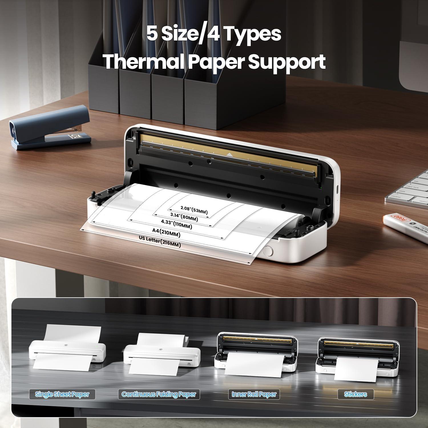 Impresora Térmica Portátil Phomemo M834 Bluetooth A4 Blanca