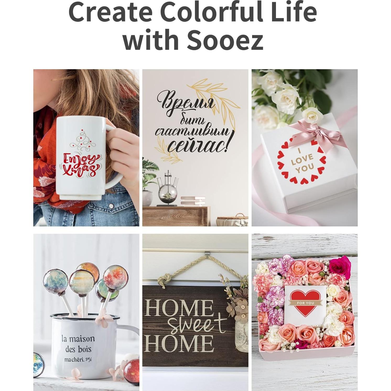 Vinilo Adhesivo Permanente Sooez 15 Hojas Multicolor 30.48x29.97cm