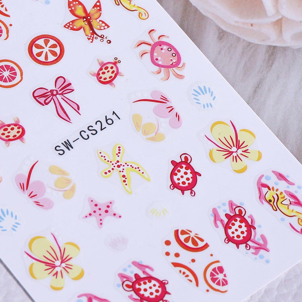 Calcomanías de Uñas 3D Autoadhesivas POWPOP Vida Marina 6PCS