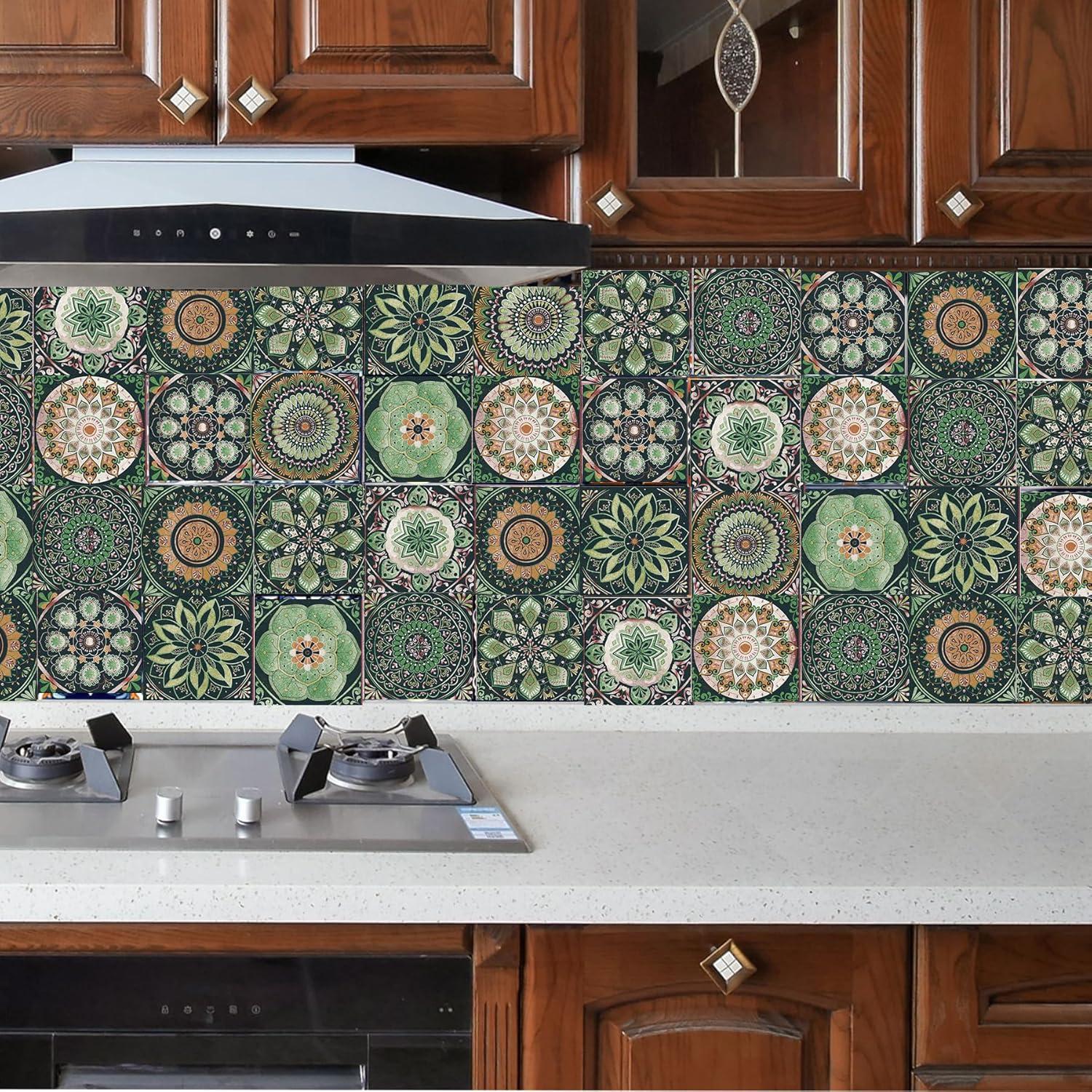 24 Calcomanías de Azulejos GULELAYAR 10x10 cm Estilo Mandala