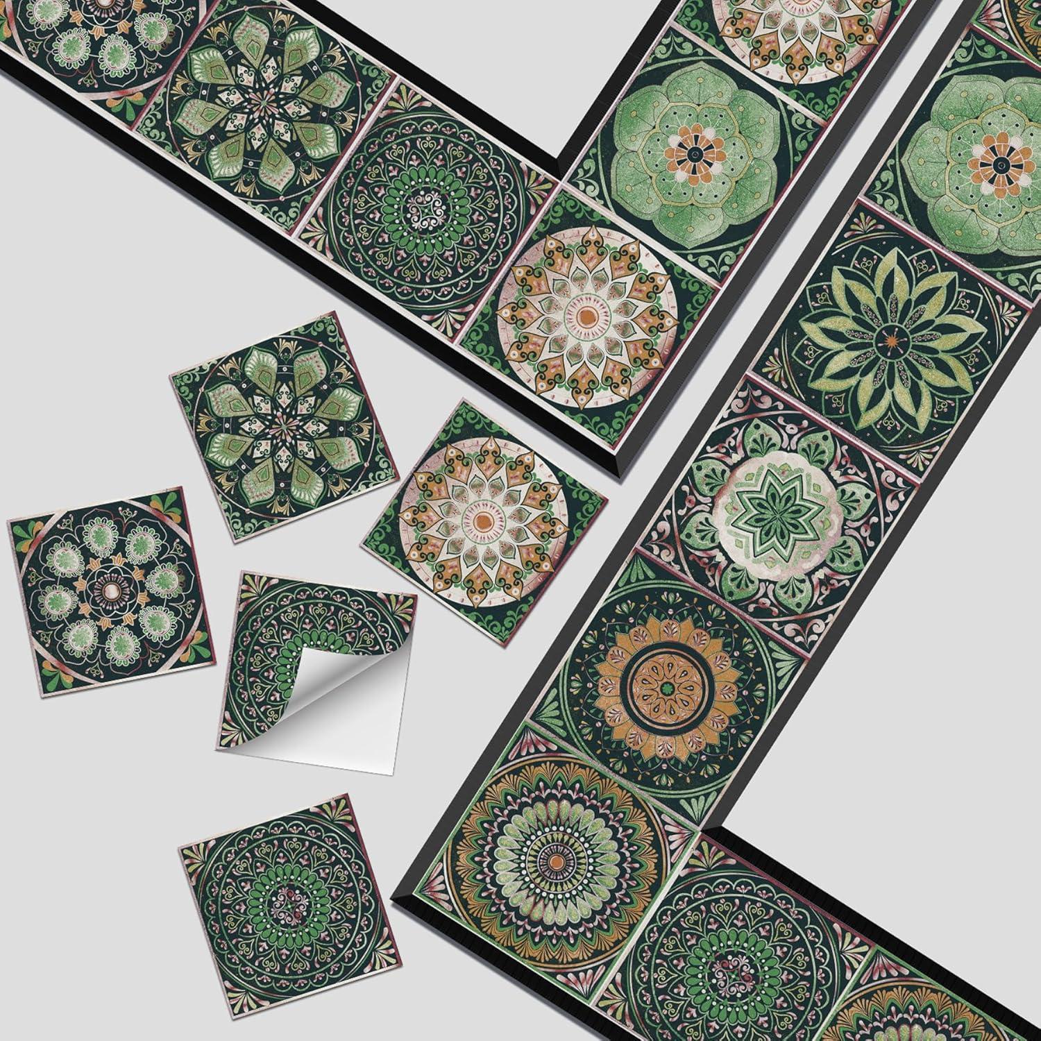 24 Calcomanías de Azulejos GULELAYAR 10x10 cm Estilo Mandala