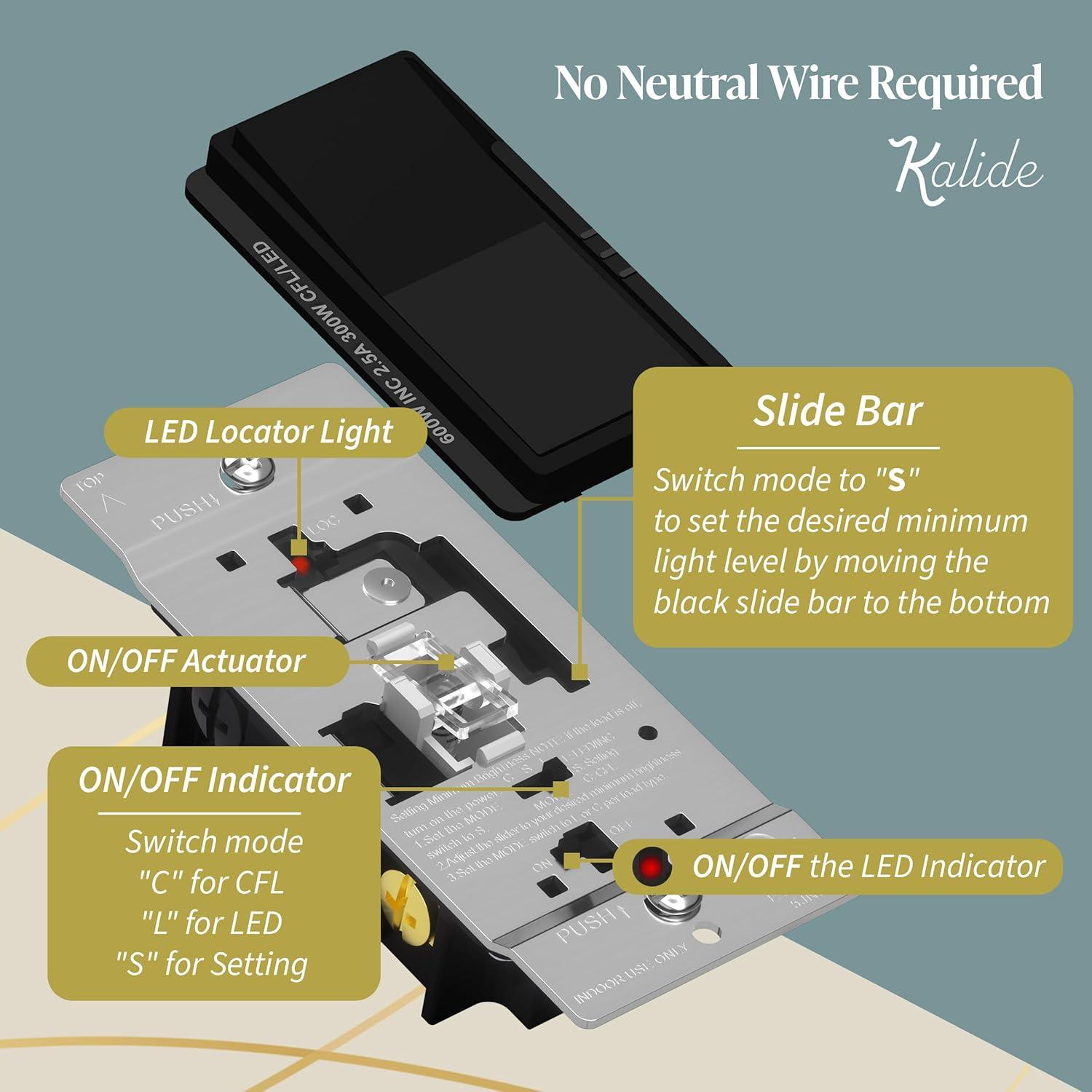 Interruptor Regulador de Luz LED Kalide Top Greener Negro 300W