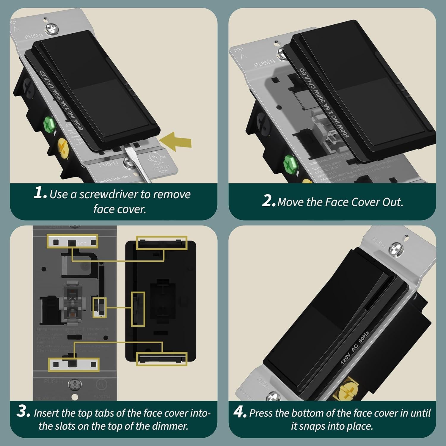 Interruptor Regulador de Luz LED Kalide Top Greener Negro 300W