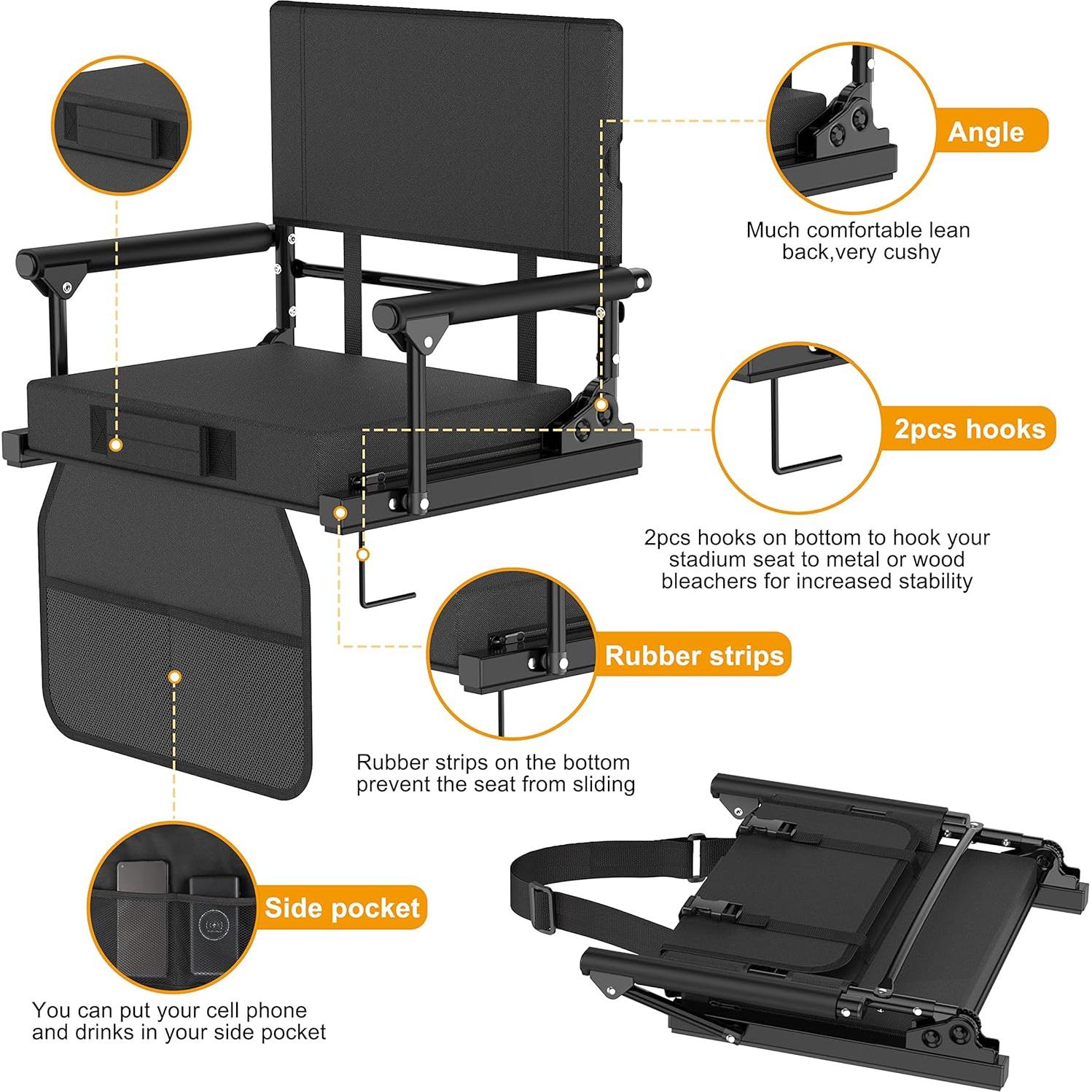 Asientos de Estadio Annzoe BTKTY001 con Soporte Espalda Negro
