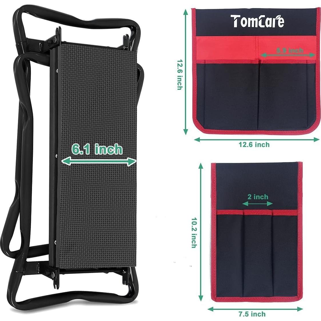 Banco de Jardín Plegable TomCare con Bolsa de Herramientas